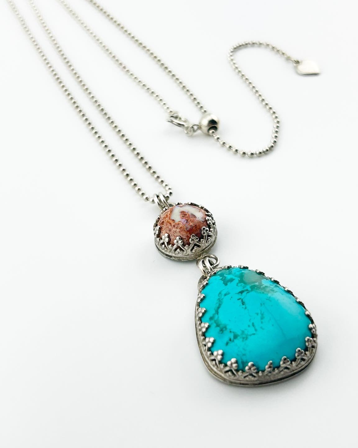 Turquoise & Fire Opal Necklace #312 - Jennifer Cervelli Jewelry