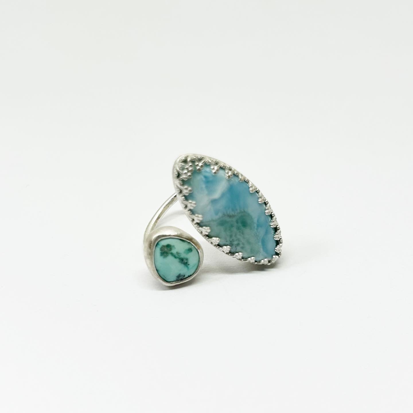 Turquoise and Larimar Ring #100 - Jennifer Cervelli Jewelry