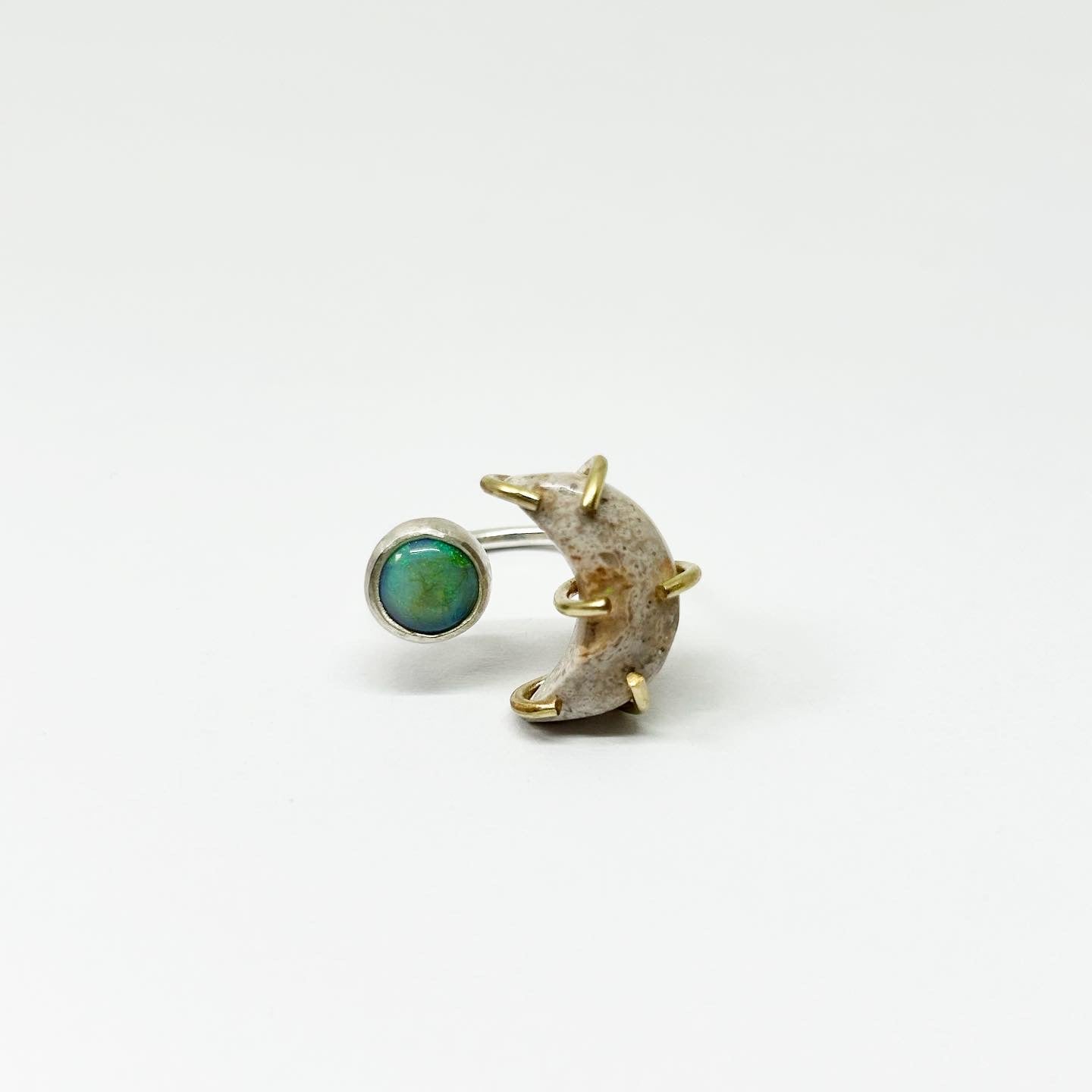 Midsummer Night's Dream Opal Moon Ring #001 - Jennifer Cervelli Jewelry