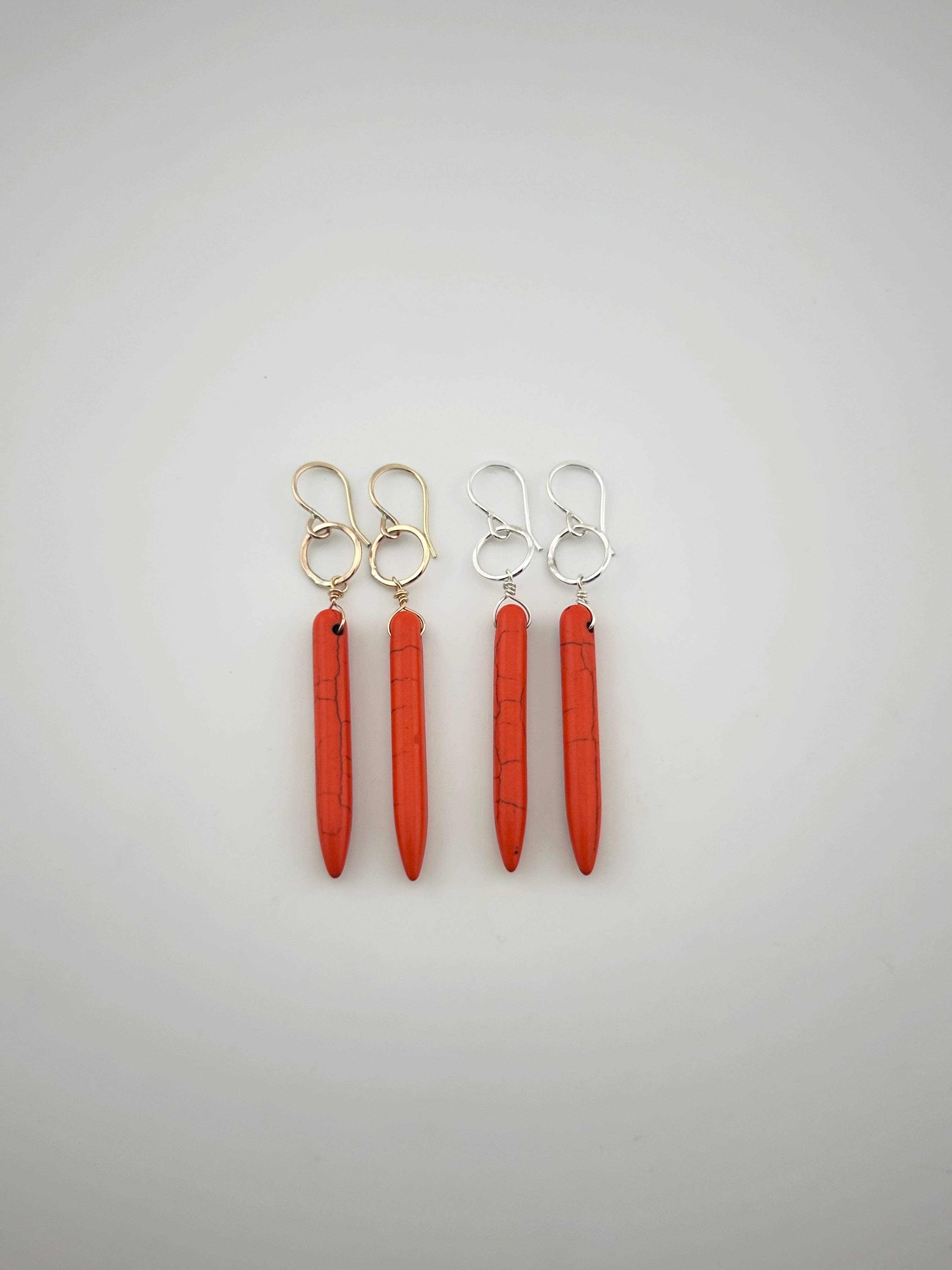 Howlite Drop Earrings - TS Orange - Jennifer Cervelli Jewelry