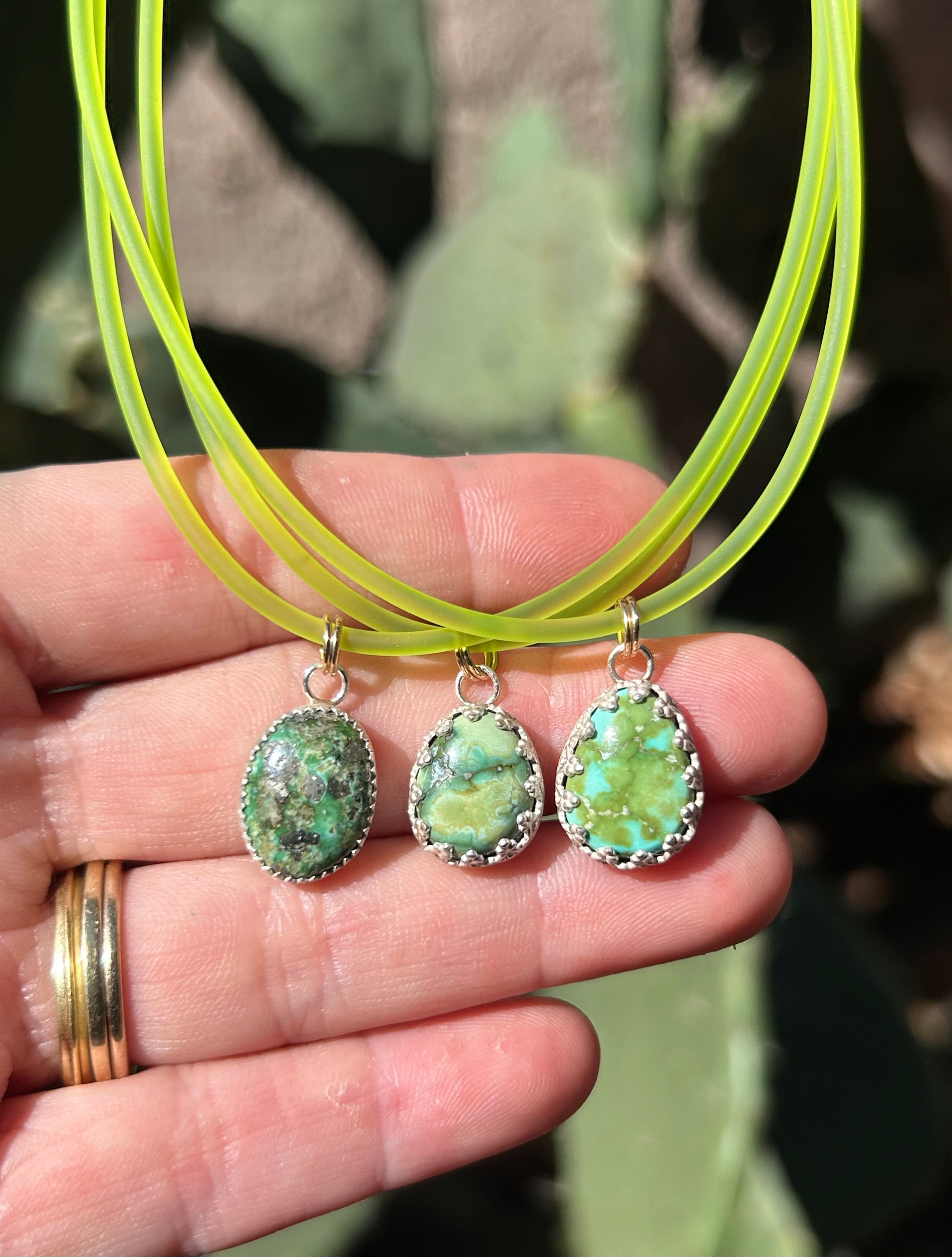 Neon Desert Turquoise Charm Necklace - Jennifer Cervelli Jewelry