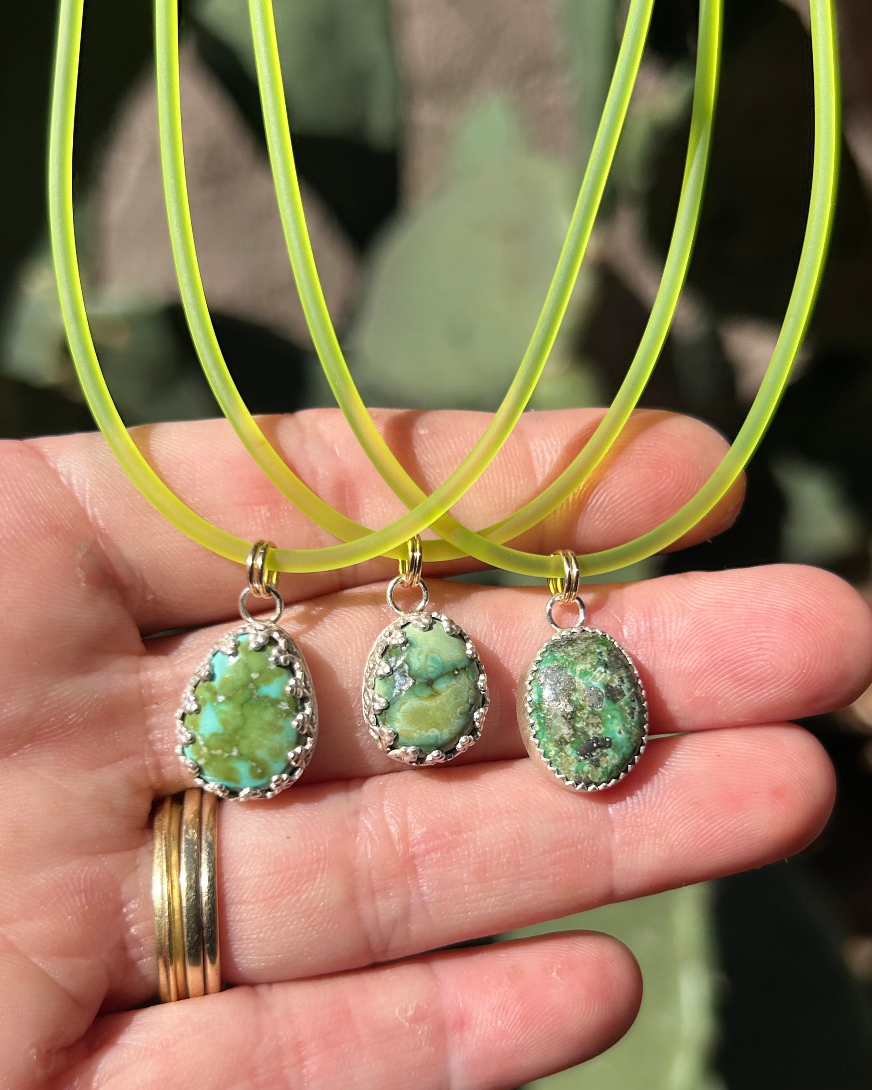 Neon Desert Turquoise Charm Necklace - Jennifer Cervelli Jewelry