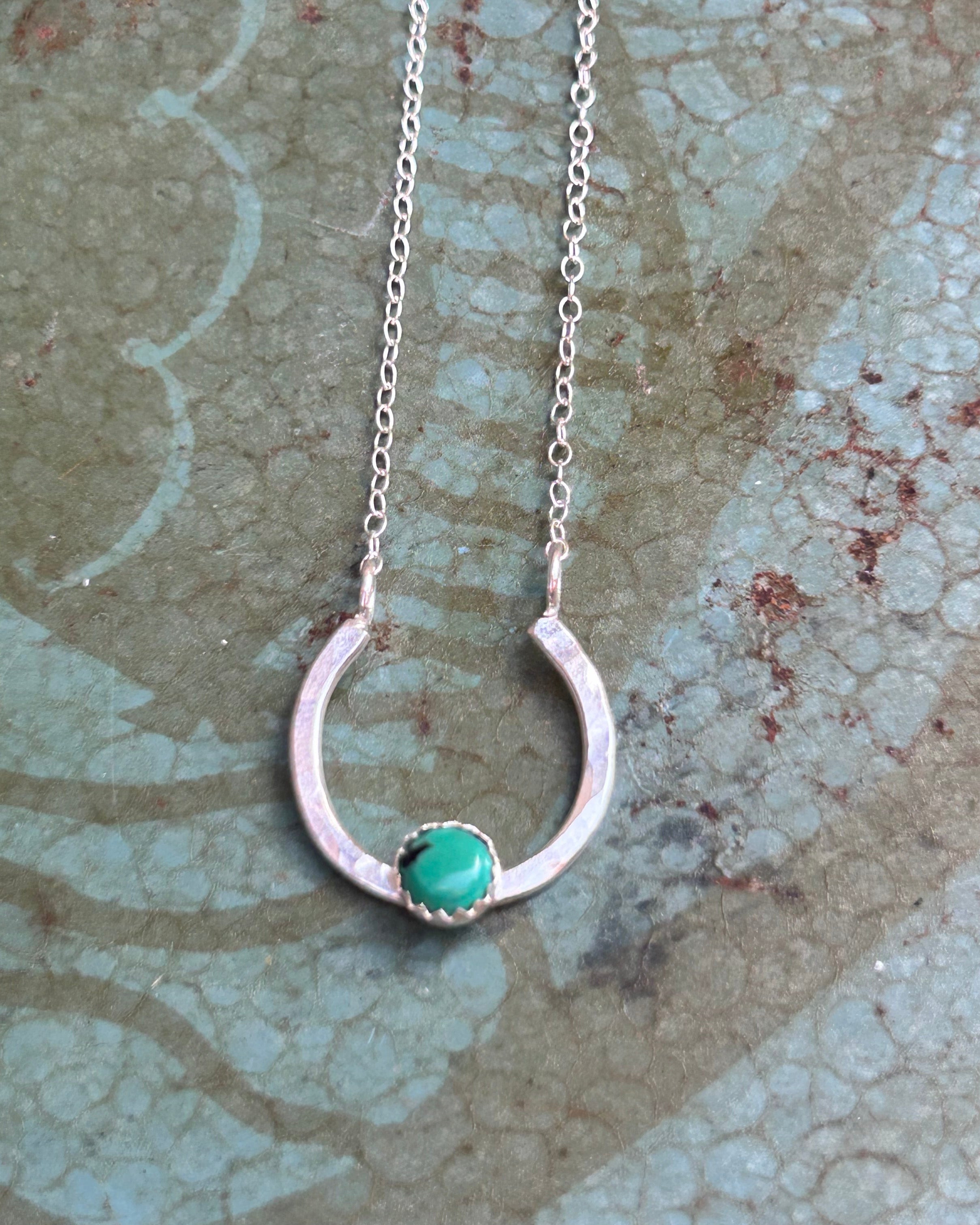 Lucky Horseshoe Charm Necklace - Turquoise - Jennifer Cervelli Jewelry