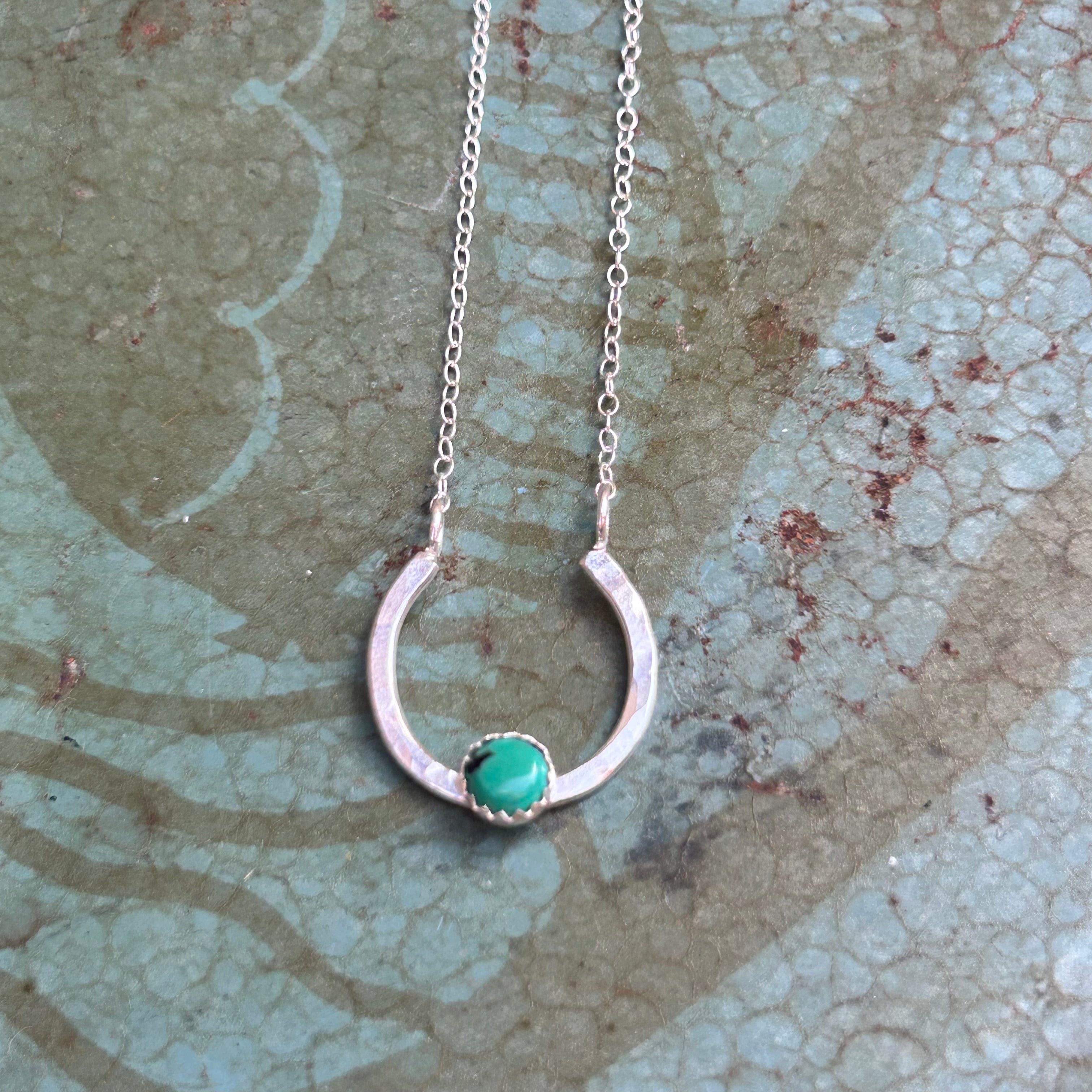 Lucky Horseshoe Charm Necklace - Turquoise - Jennifer Cervelli Jewelry