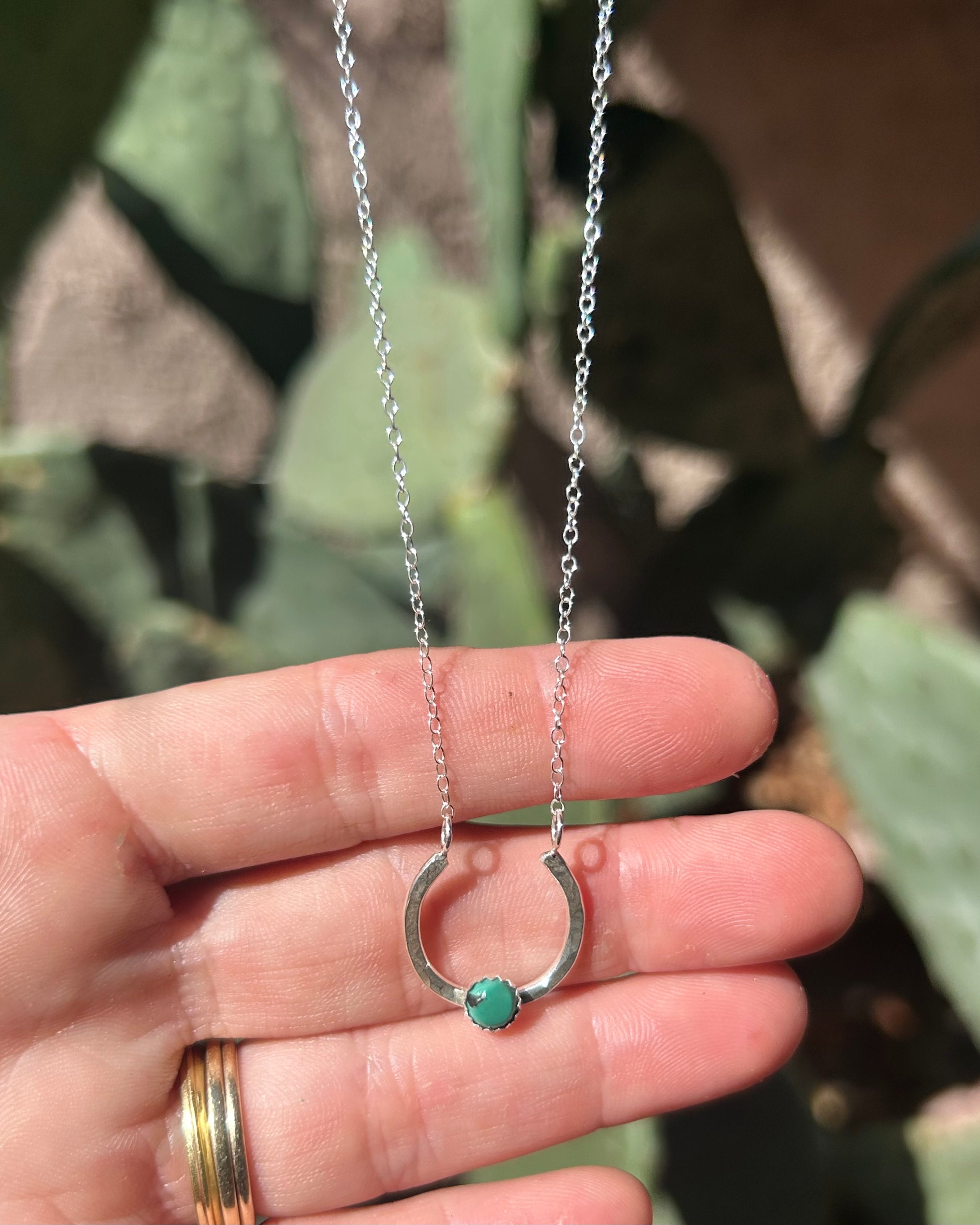 Lucky Horseshoe Charm Necklace - Turquoise - Jennifer Cervelli Jewelry