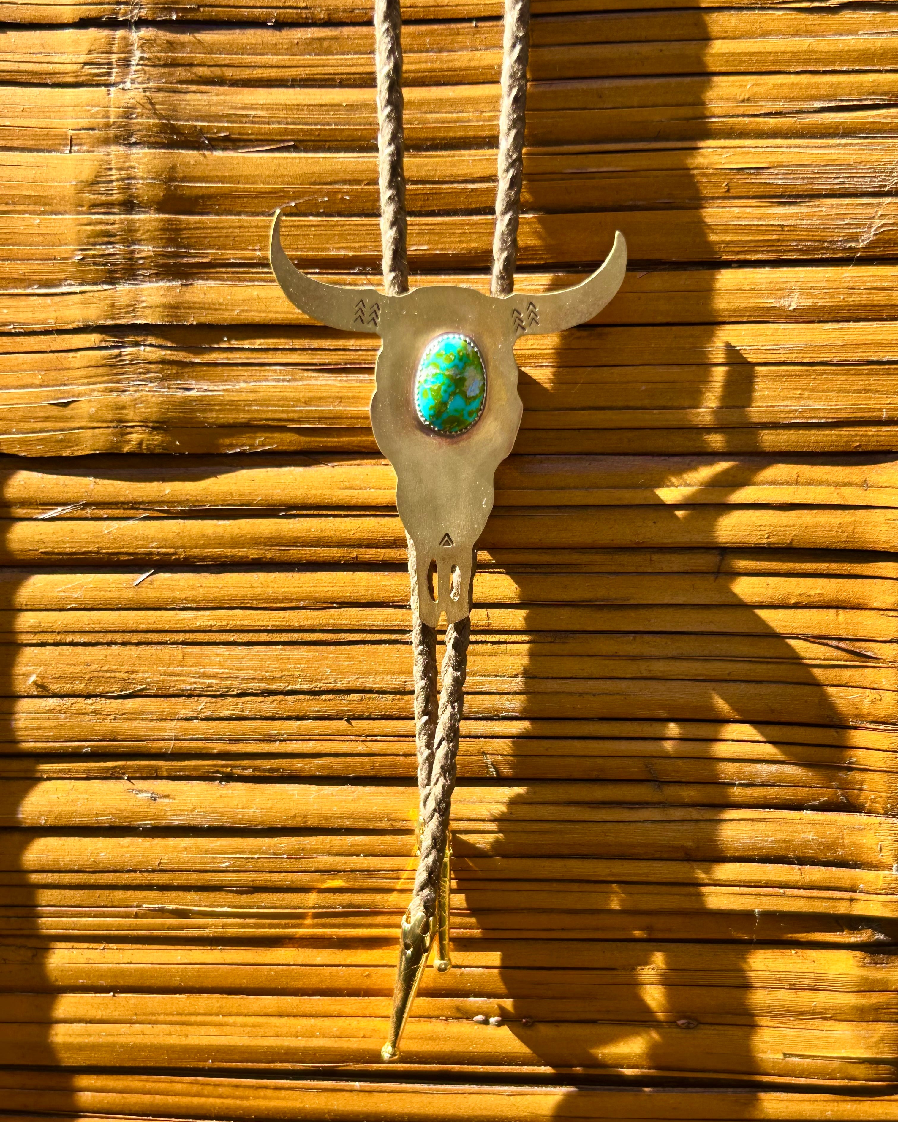 One of a Kind Sonoran Gold Turquoise Bolo Tie #113 - Jennifer Cervelli Jewelry