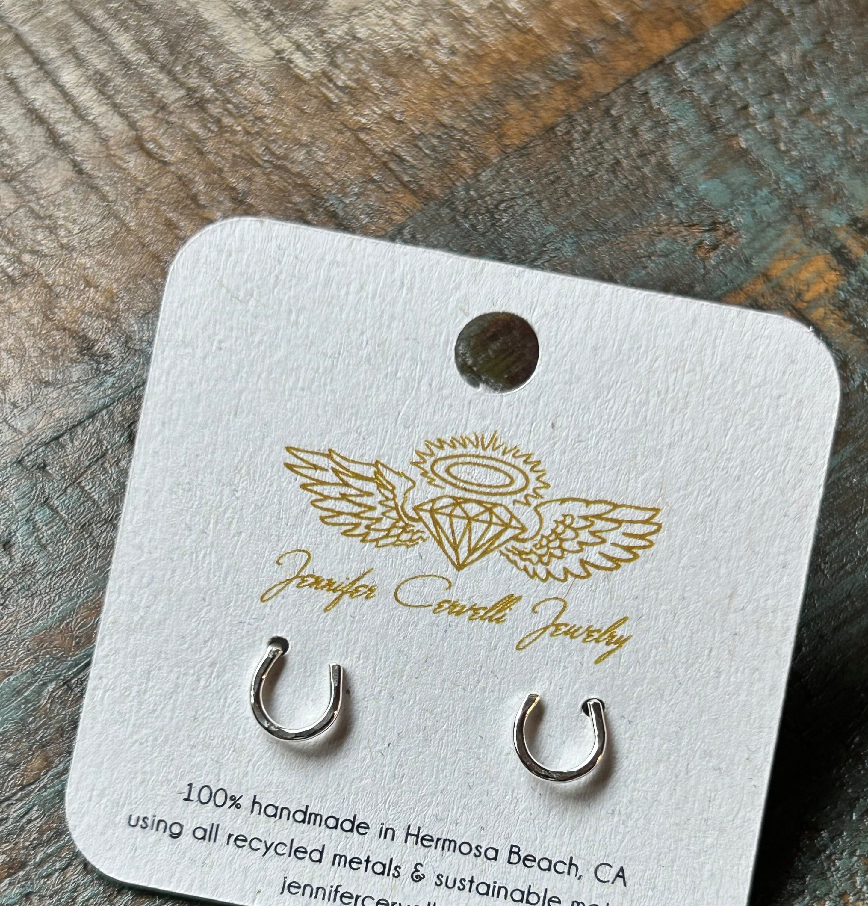 Lucky Horseshoe Stud Earrings - Extra Small - Kids Sizing - Jennifer Cervelli Jewelry