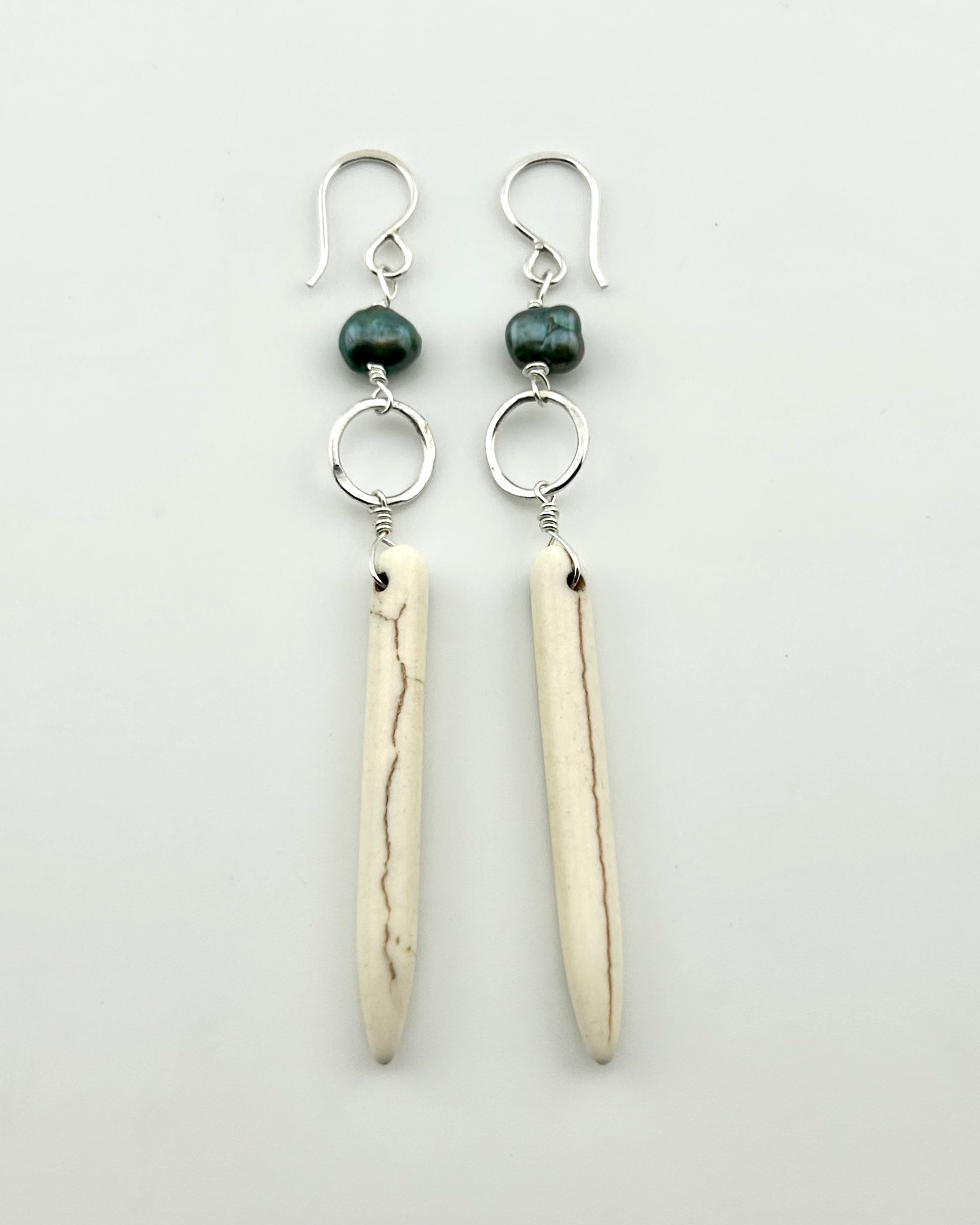 Ariel Earrings - Howlite and Peacock Pearl Drop Earrings - Jennifer Cervelli Jewelry