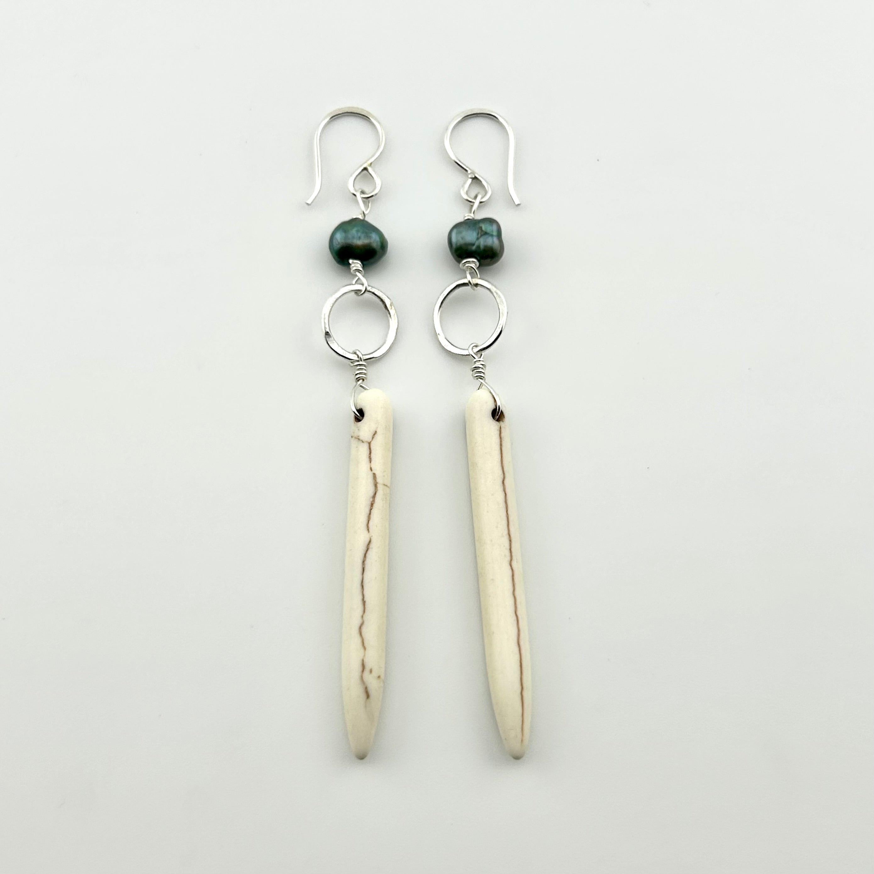 Ariel Earrings - Howlite and Peacock Pearl Drop Earrings - Jennifer Cervelli Jewelry