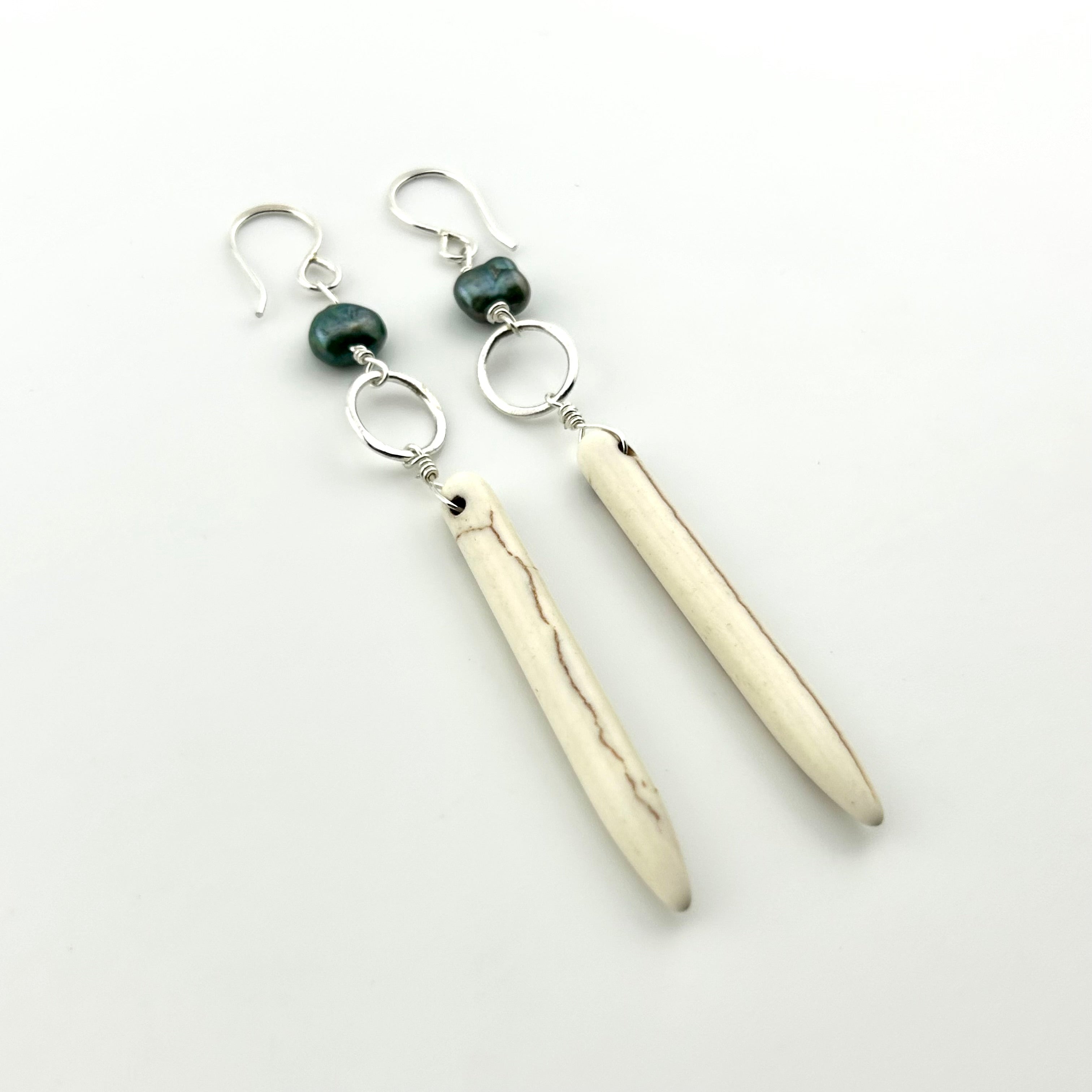 Ariel Earrings - Howlite and Peacock Pearl Drop Earrings - Jennifer Cervelli Jewelry
