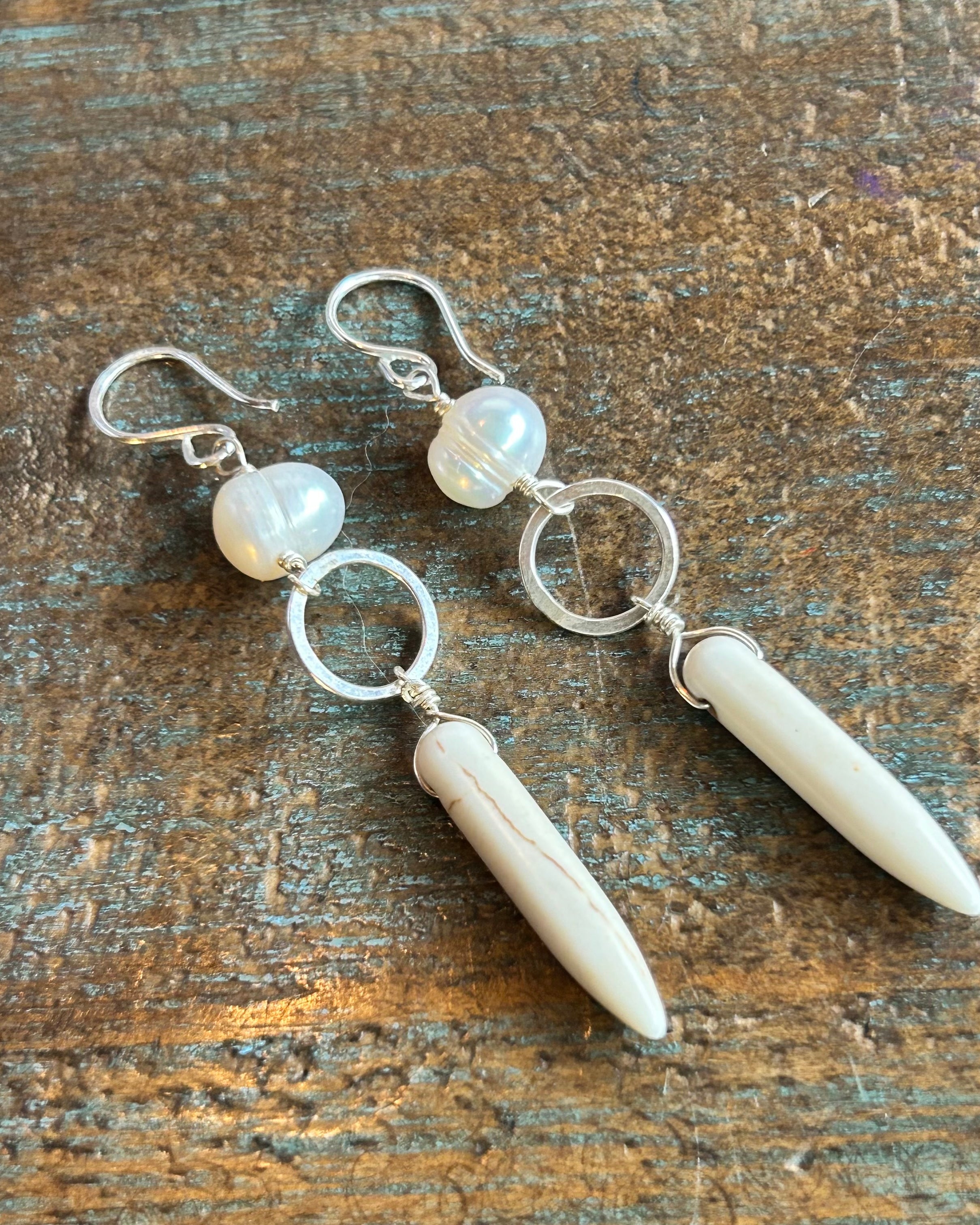 Ariel Earrings - White Pearl and Howlite Earrings - Jennifer Cervelli Jewelry
