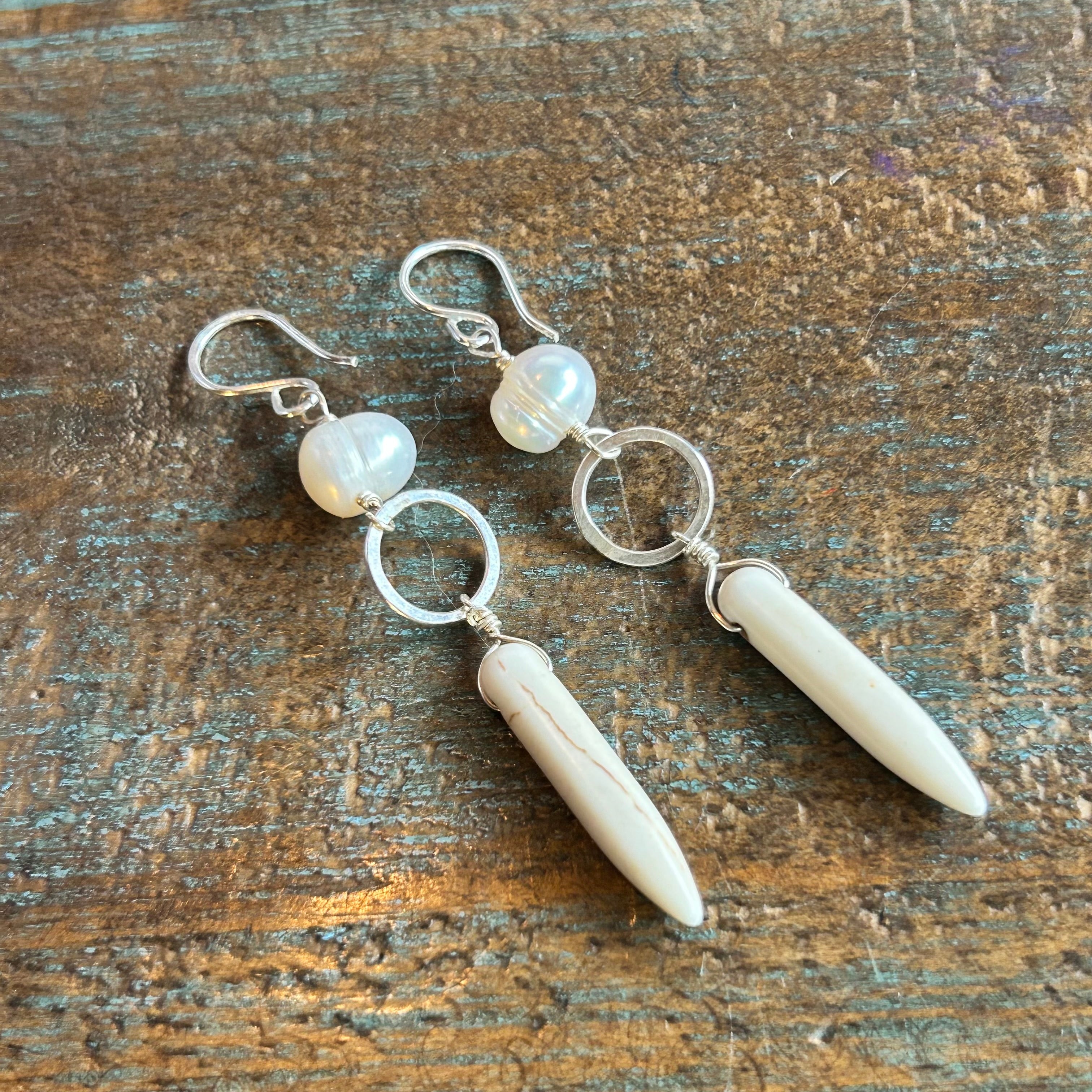 Ariel Earrings - White Pearl and Howlite Earrings - Jennifer Cervelli Jewelry