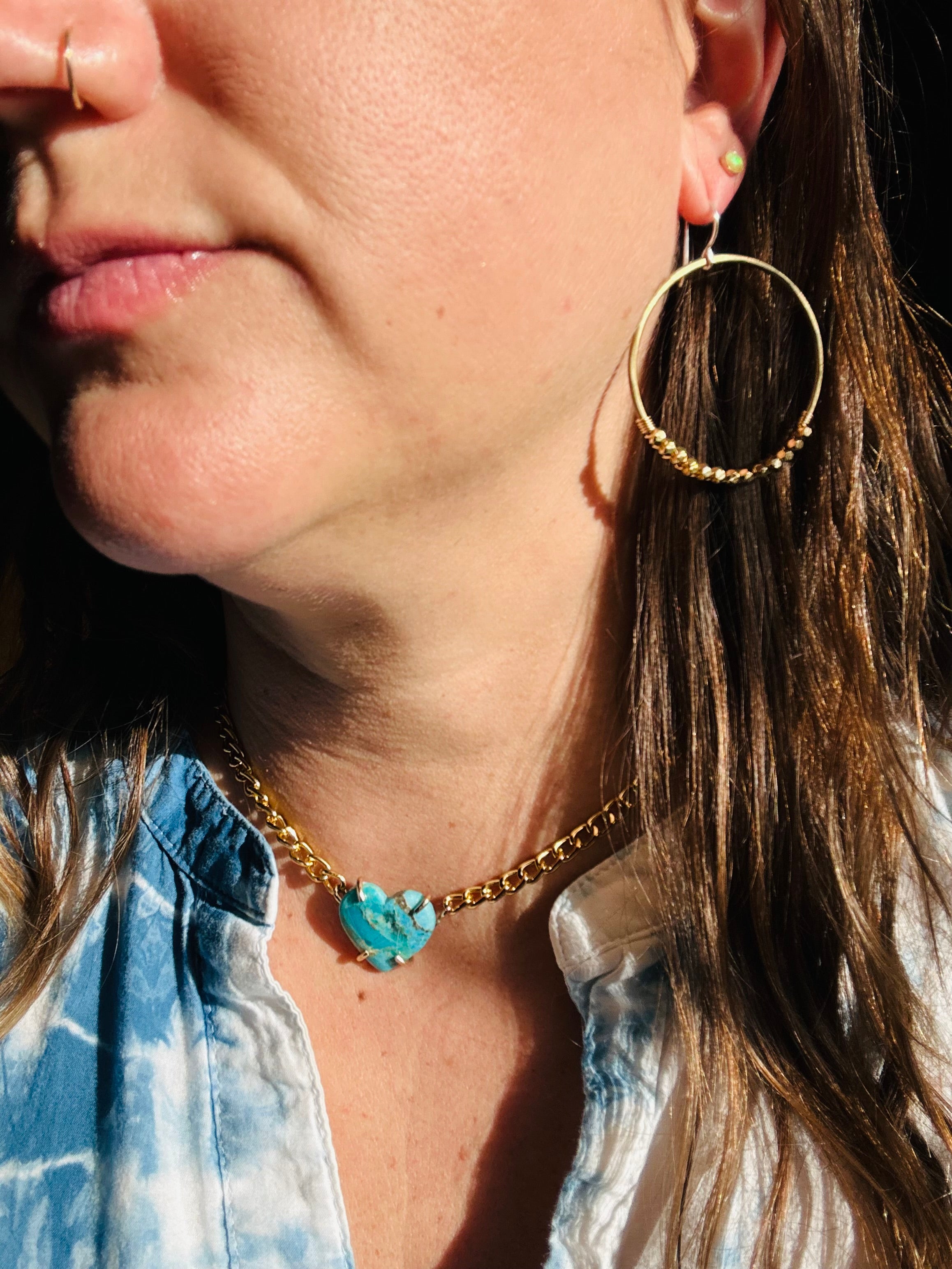 Solstice Necklace – Turquoise Heart Choker - Jennifer Cervelli Jewelry