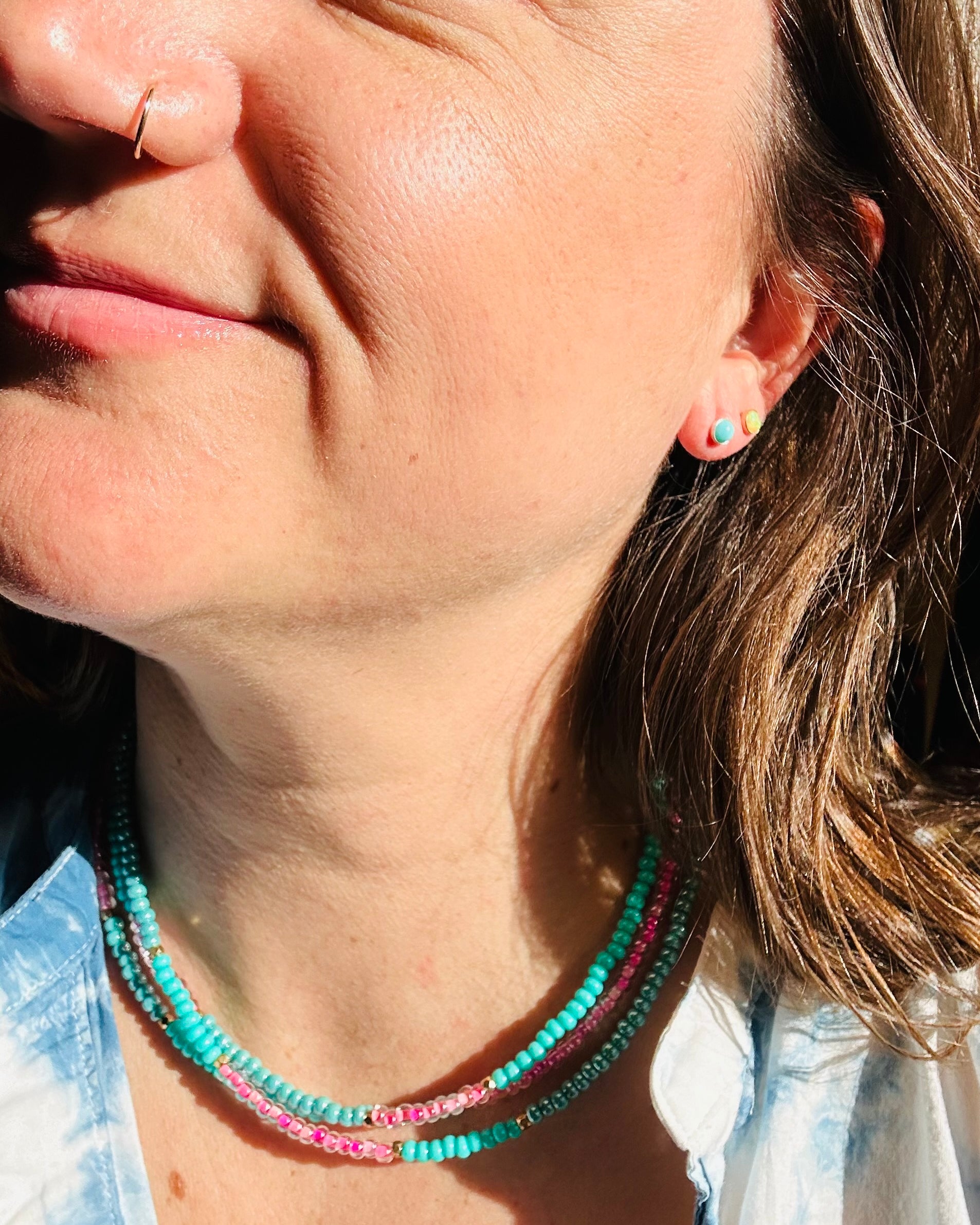 Turquoise Orbit Studs - Jennifer Cervelli Jewelry