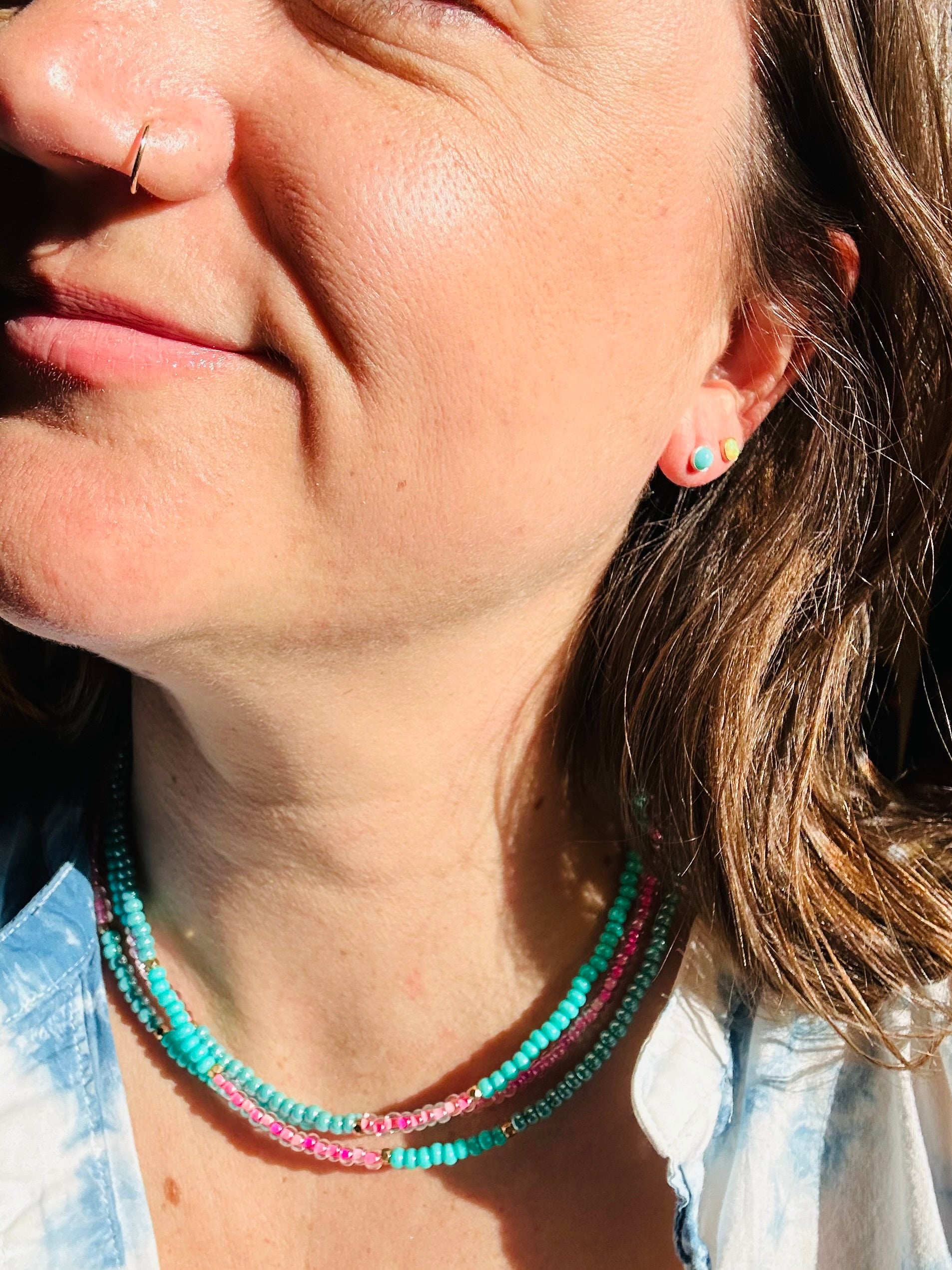 Turquoise Orbit Studs - Jennifer Cervelli Jewelry
