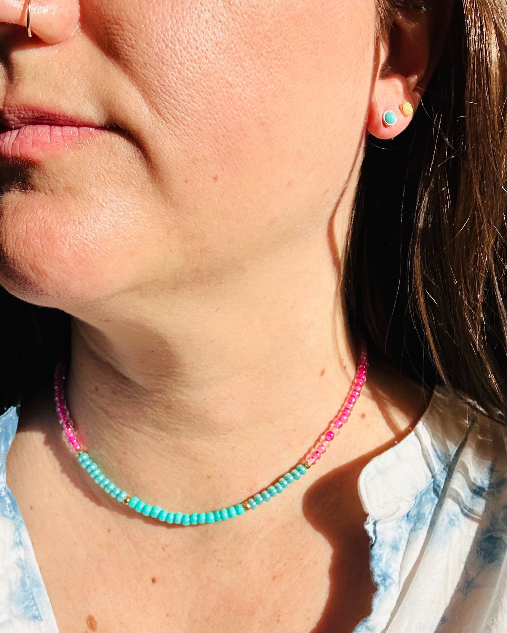 Turquoise Orbit Studs - Jennifer Cervelli Jewelry