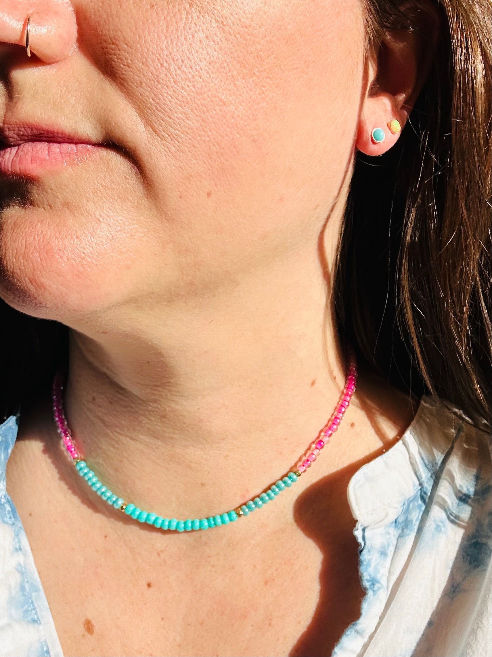 Turquoise Orbit Studs - Jennifer Cervelli Jewelry