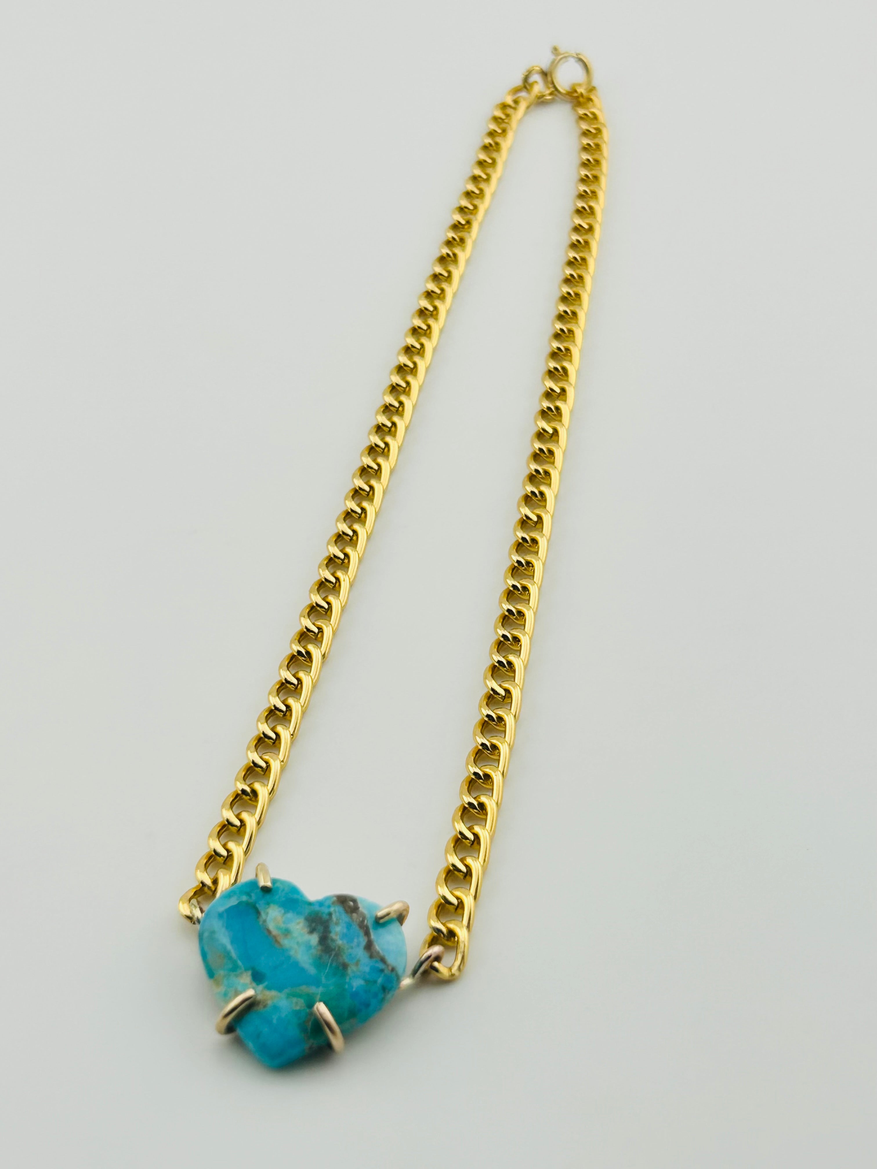 Solstice Necklace – Turquoise Heart Choker - Jennifer Cervelli Jewelry