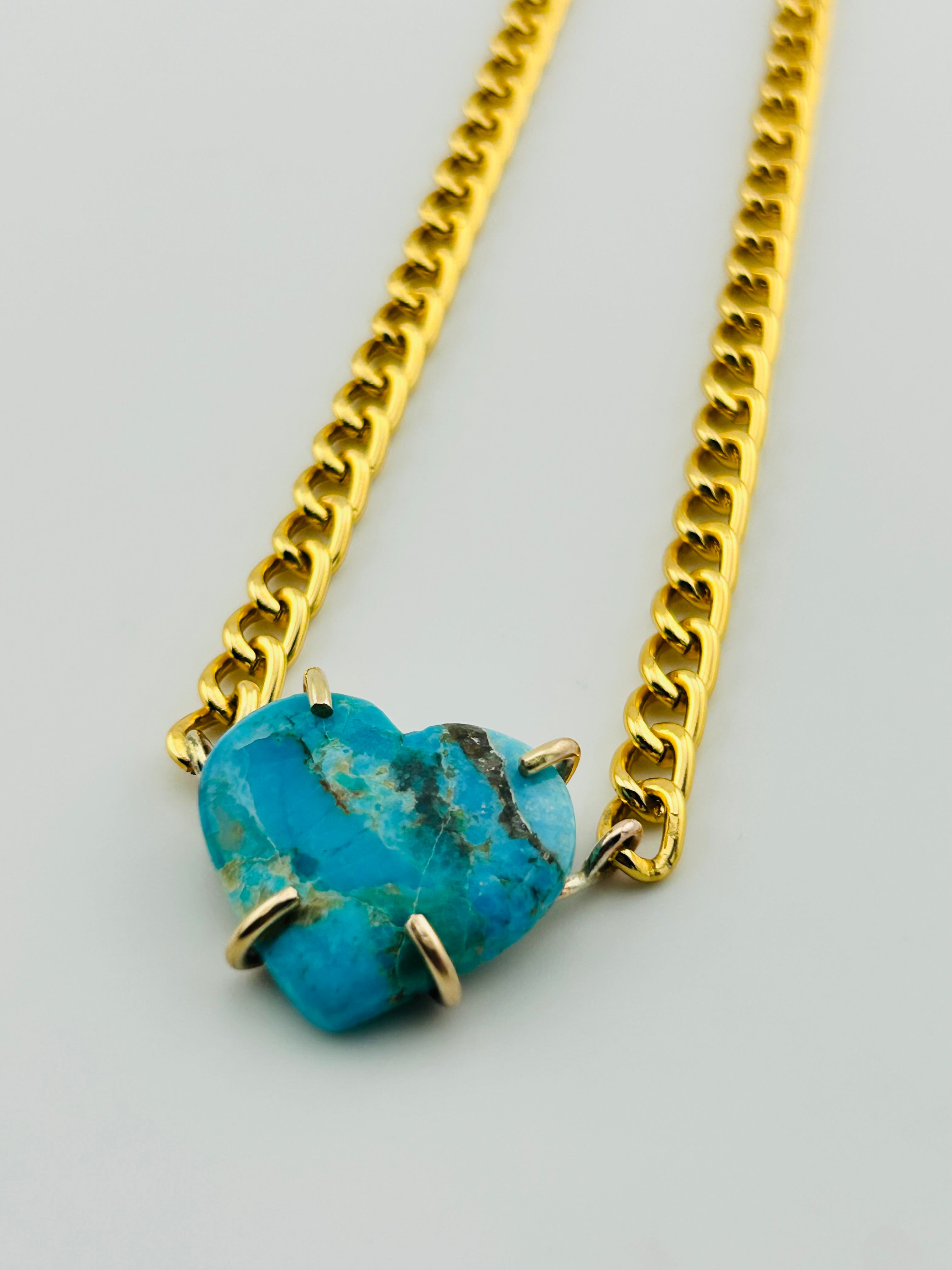 Solstice Necklace – Turquoise Heart Choker - Jennifer Cervelli Jewelry
