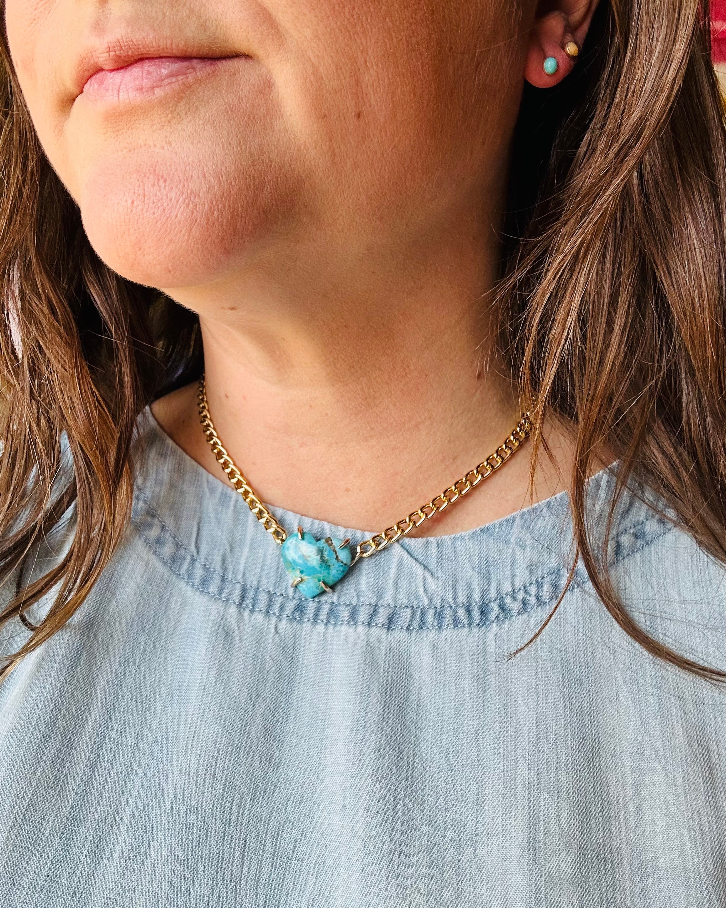 Solstice Necklace – Turquoise Heart Choker - Jennifer Cervelli Jewelry