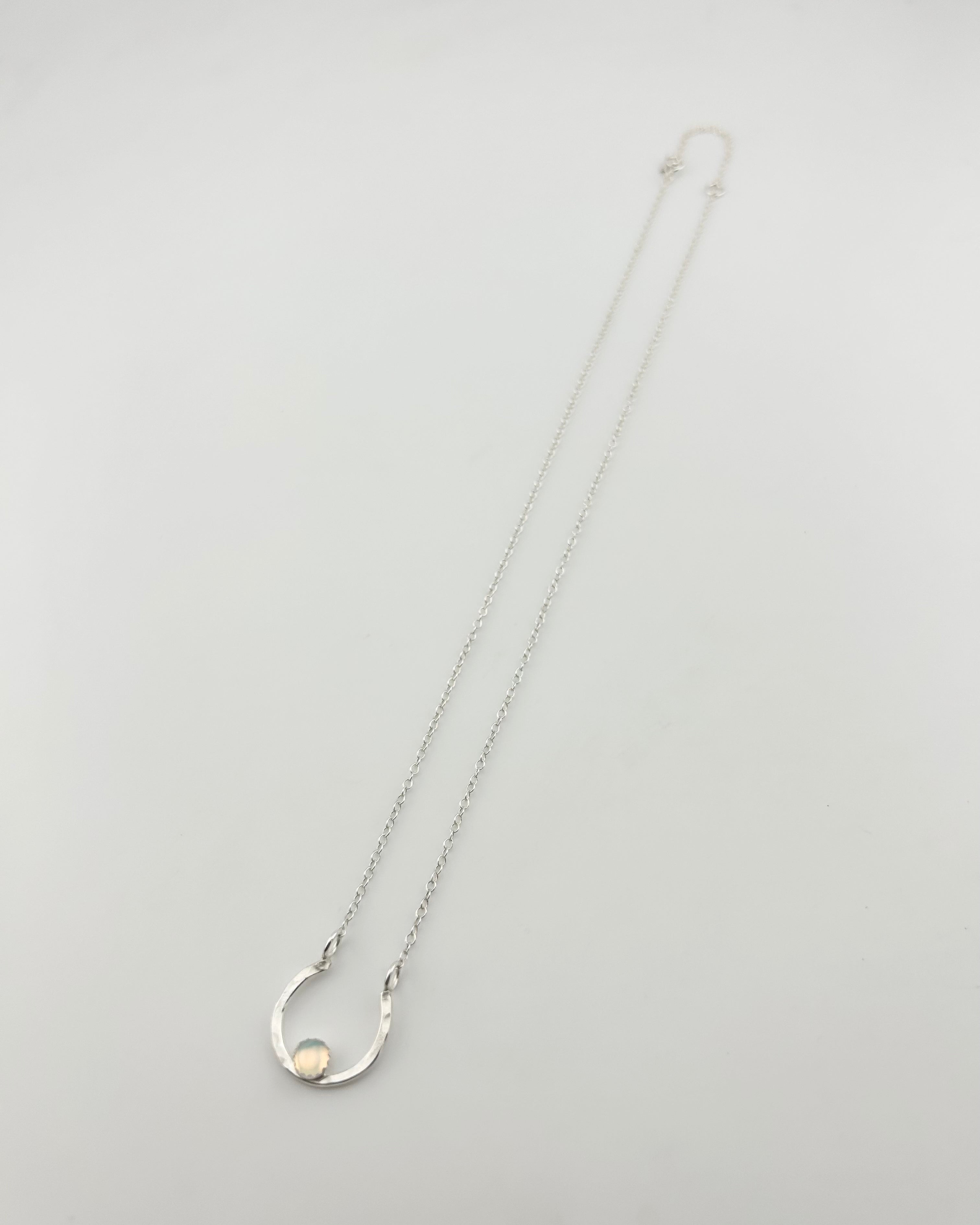 Lucky Horseshoe Charm Necklace - Rainbow Opal - Jennifer Cervelli Jewelry