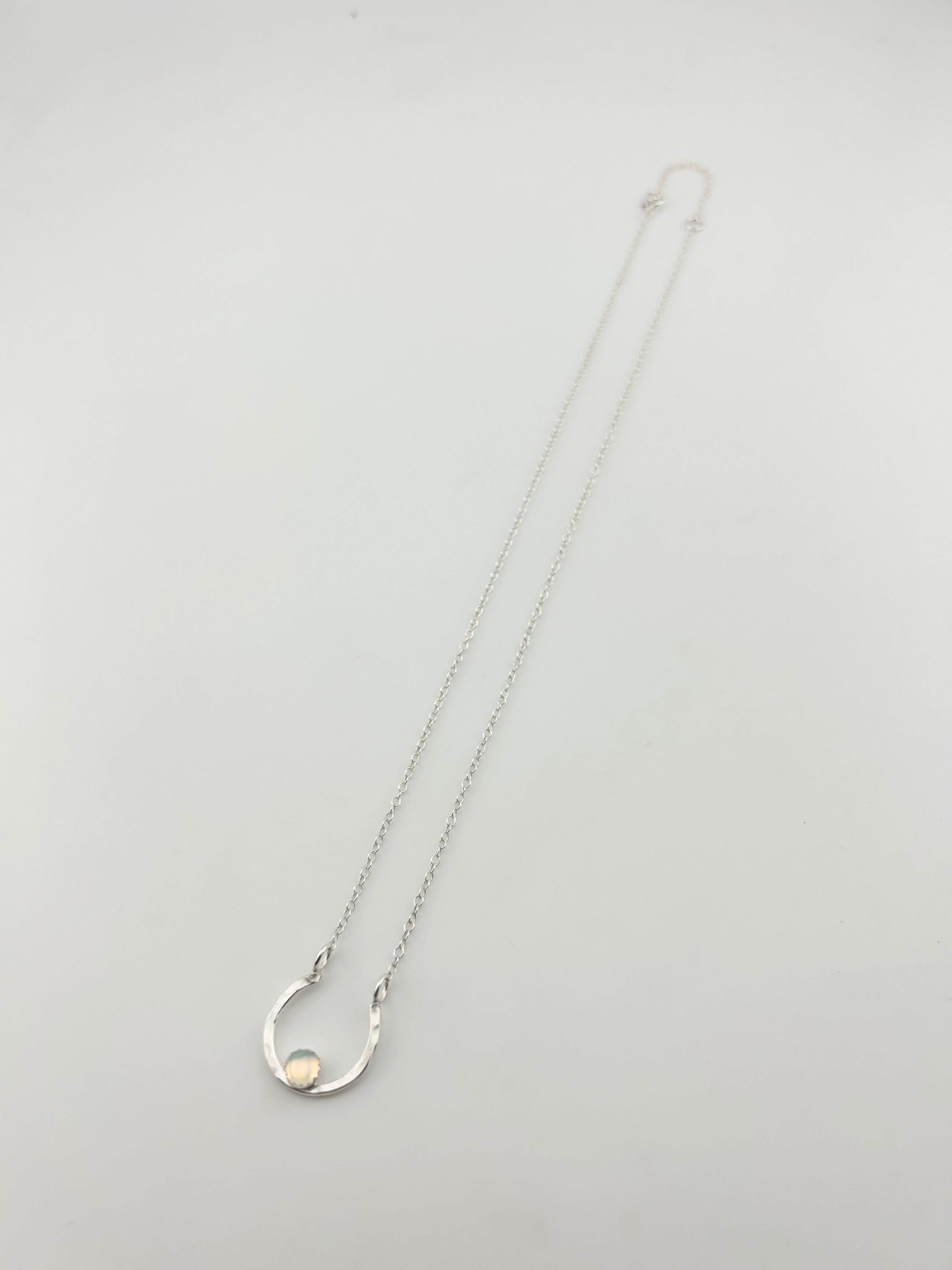 Lucky Horseshoe Charm Necklace - Rainbow Opal - Jennifer Cervelli Jewelry