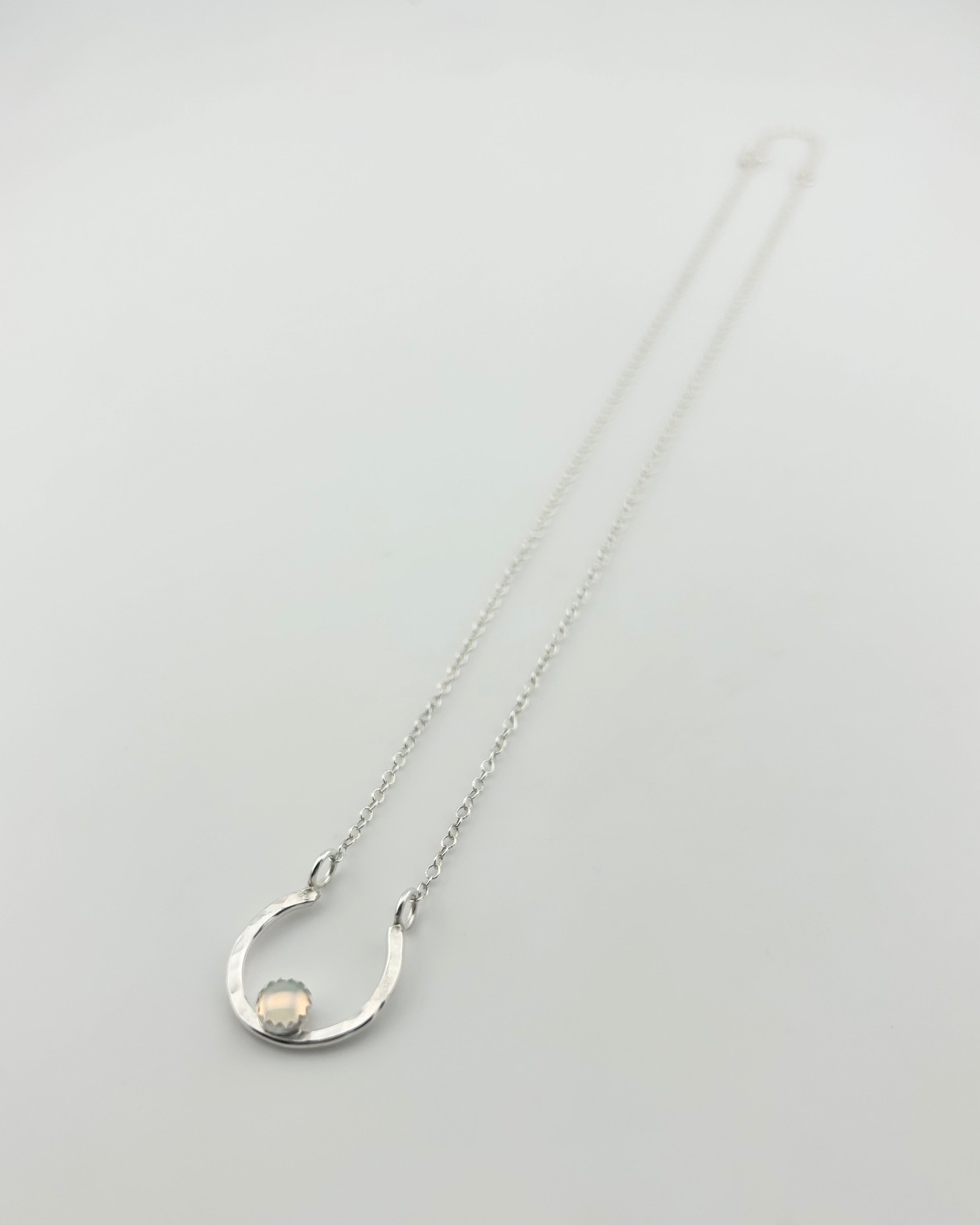 Lucky Horseshoe Charm Necklace - Rainbow Opal - Jennifer Cervelli Jewelry