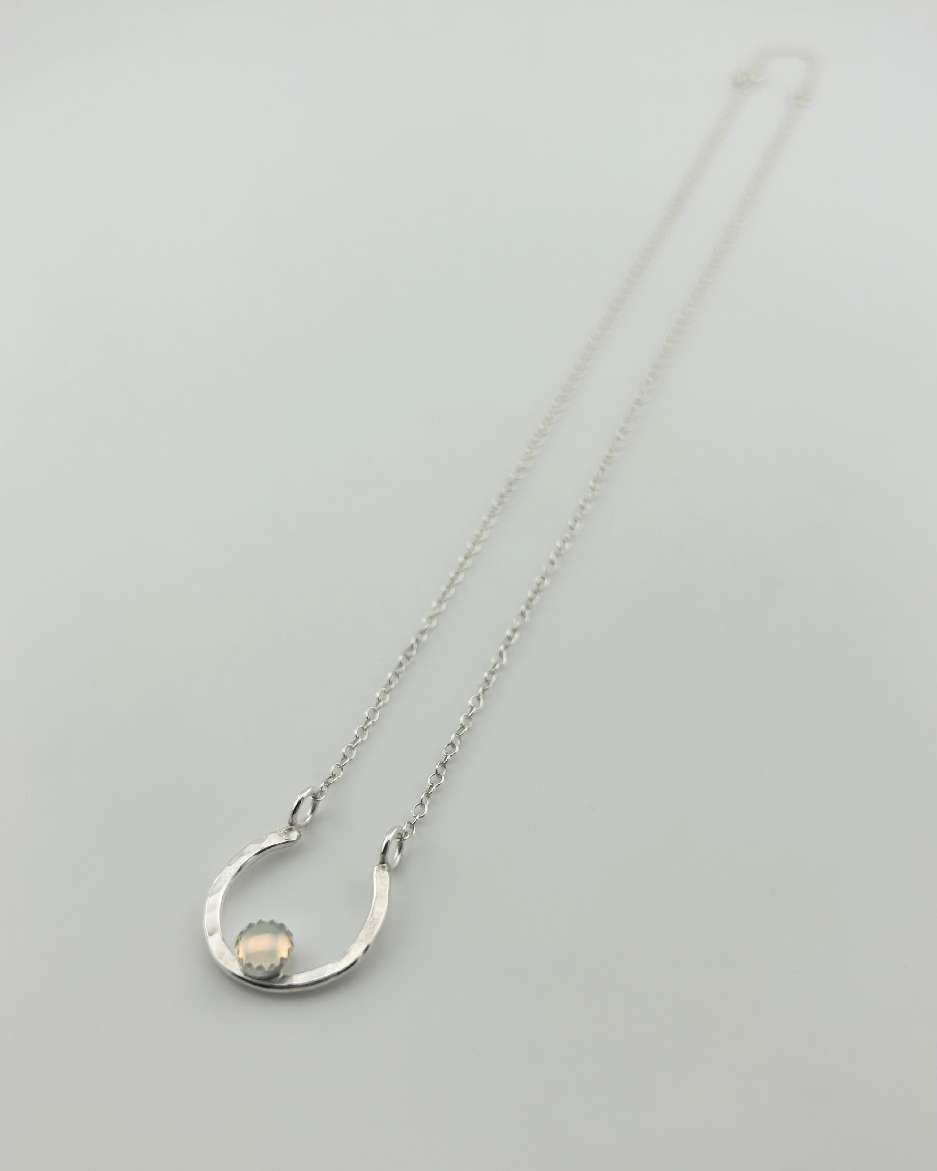 Lucky Horseshoe Charm Necklace - Rainbow Opal - Jennifer Cervelli Jewelry