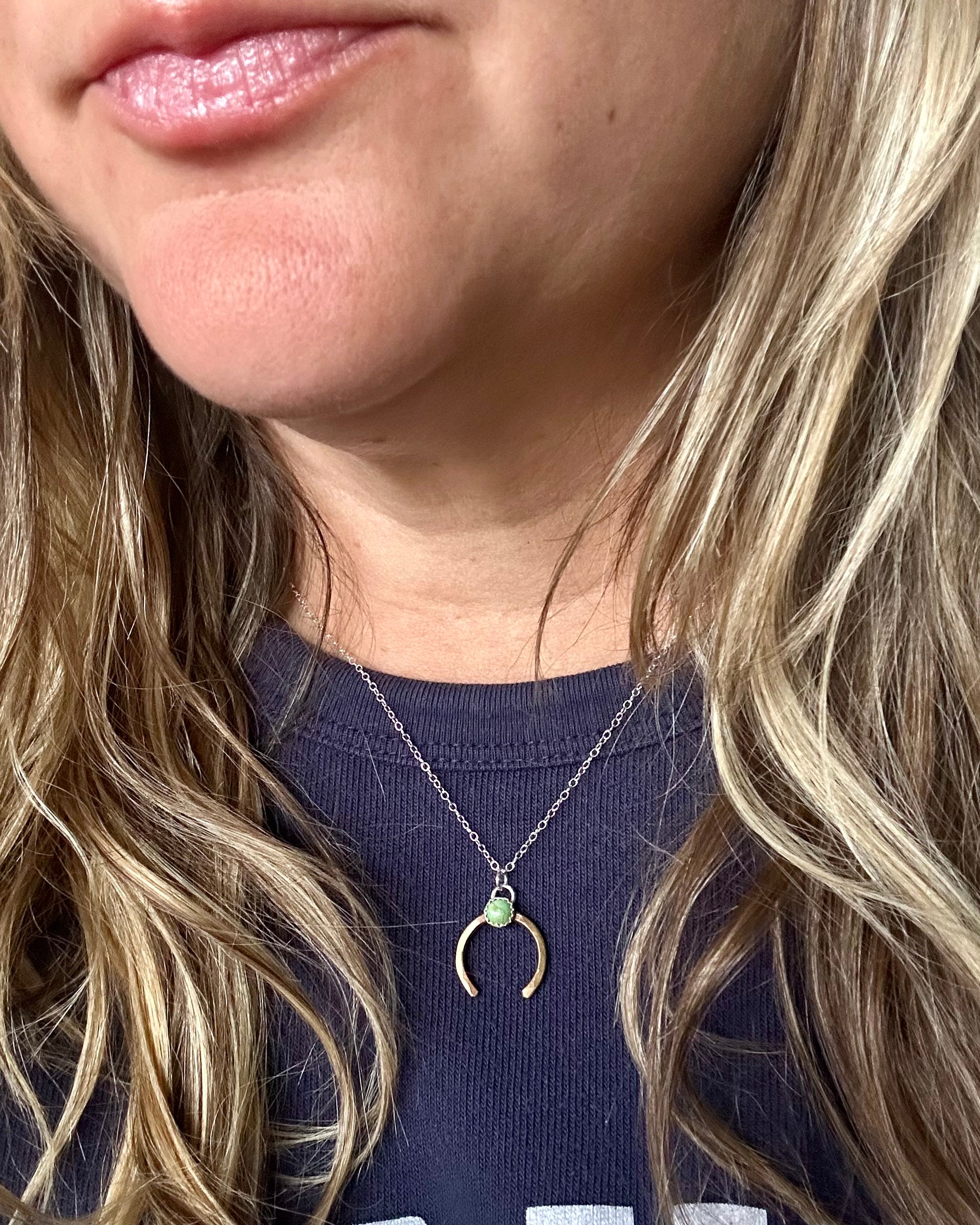 Share Luck - Lucky Horseshoe Charm Necklace - Turquoise - Jennifer Cervelli Jewelry