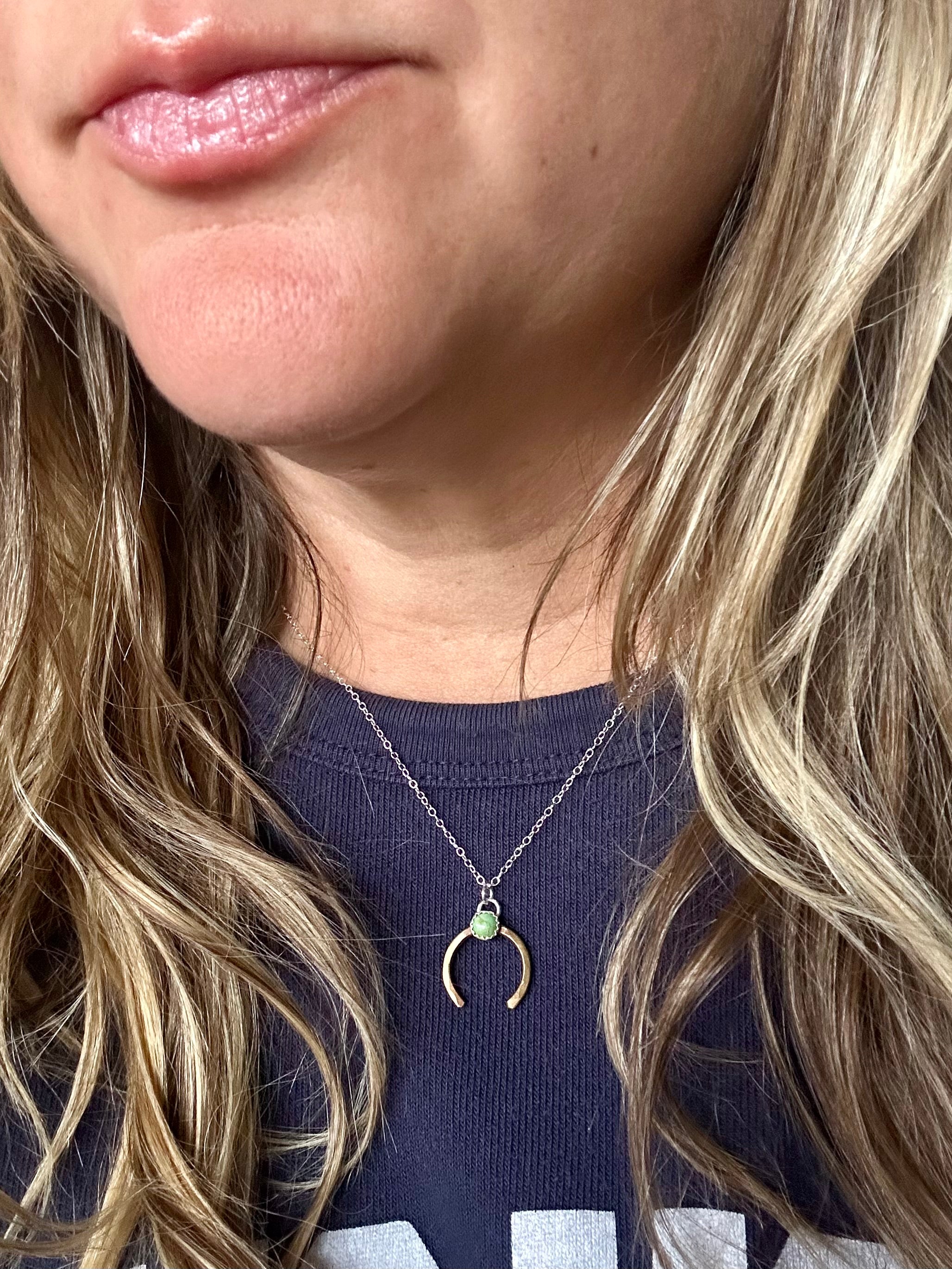 Share Luck - Lucky Horseshoe Charm Necklace - Turquoise - Jennifer Cervelli Jewelry