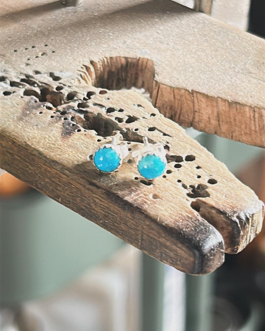 Orbit Studs - Blue Ridge Turquoise Stud Earrings - Jennifer Cervelli Jewelry