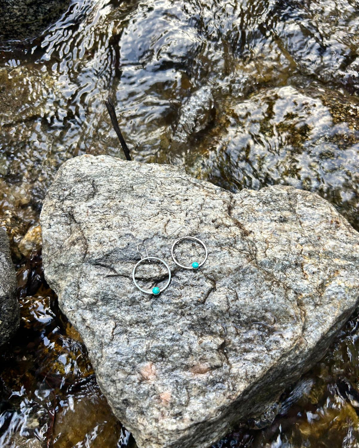 Small Solstice Hoops – Blue Ridge Turquoise - Jennifer Cervelli Jewelry
