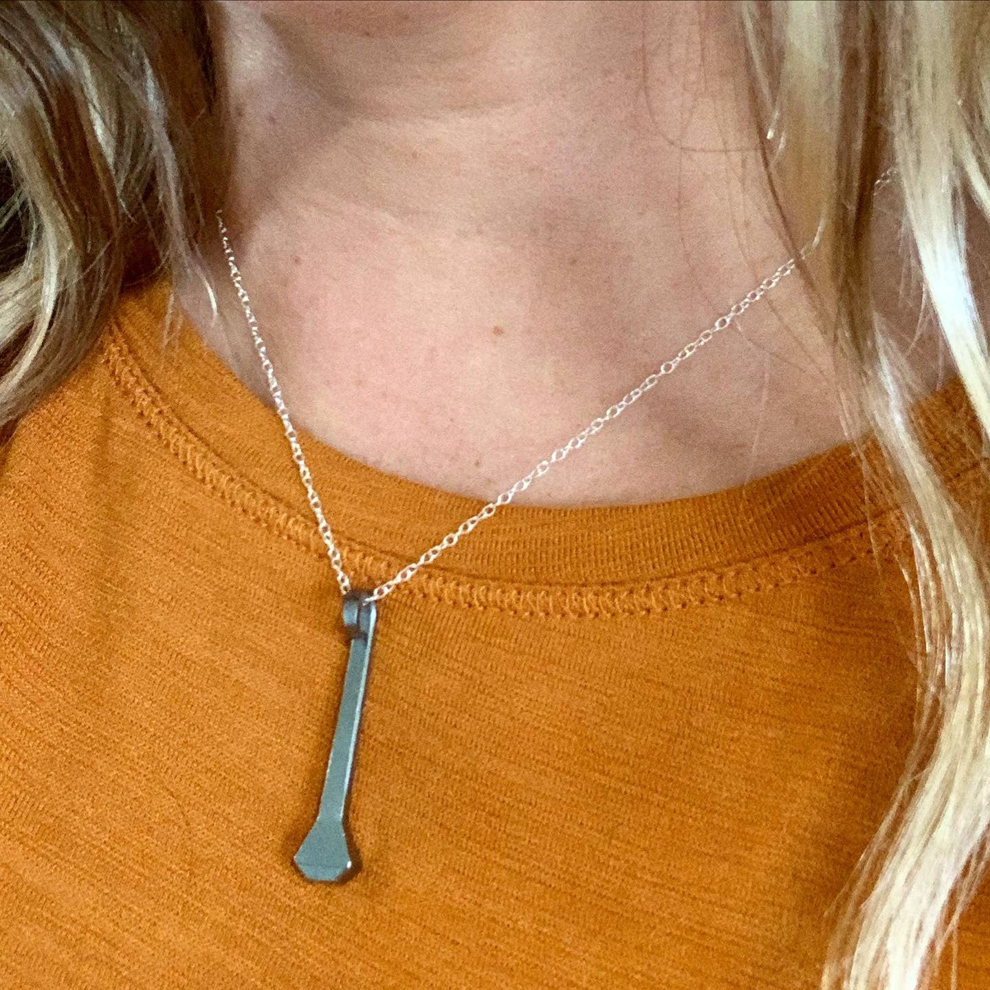 Horseshoe Nail Charm Necklace - Long - Jennifer Cervelli Jewelry