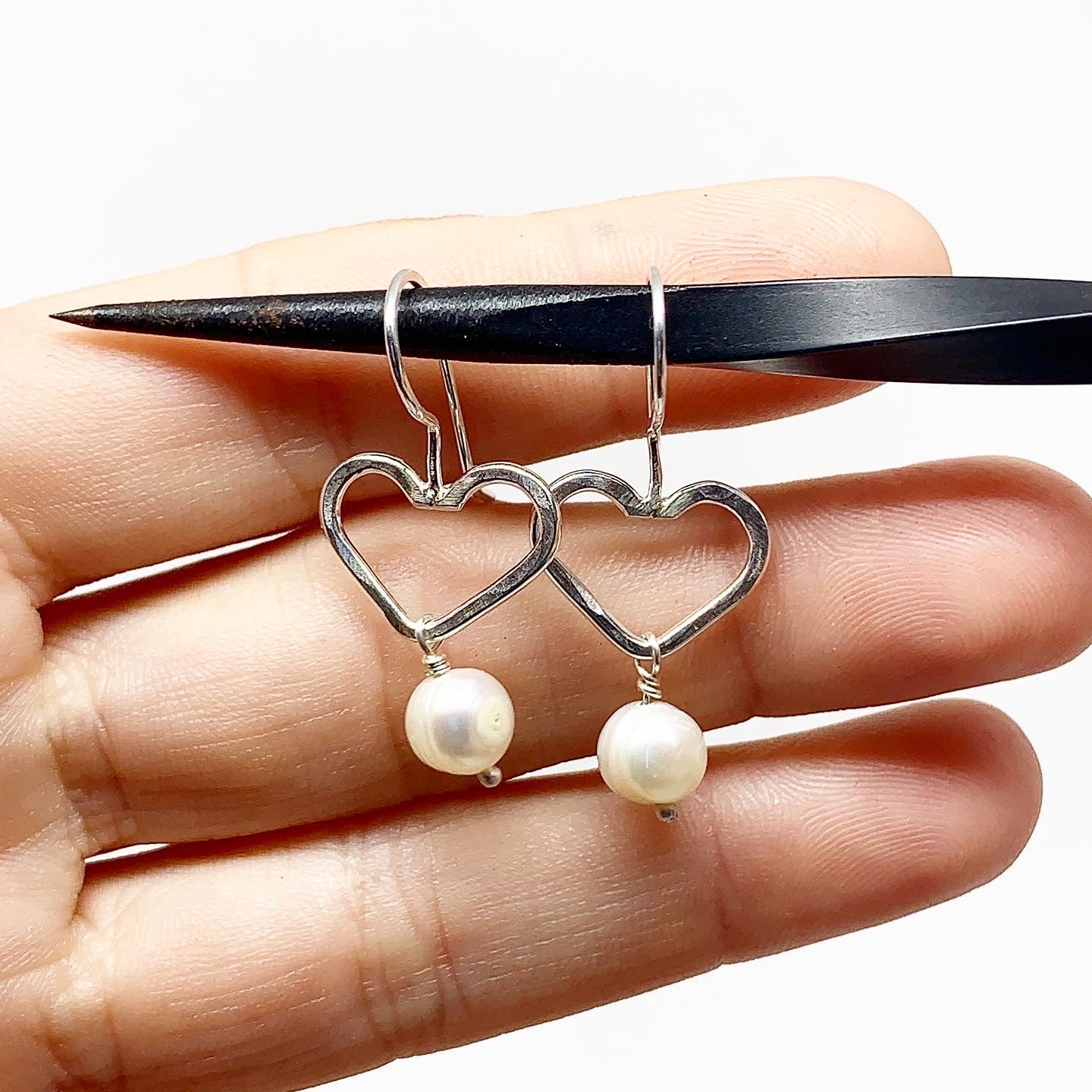Heart and Pearl Dangle Earrings - Jennifer Cervelli Jewelry