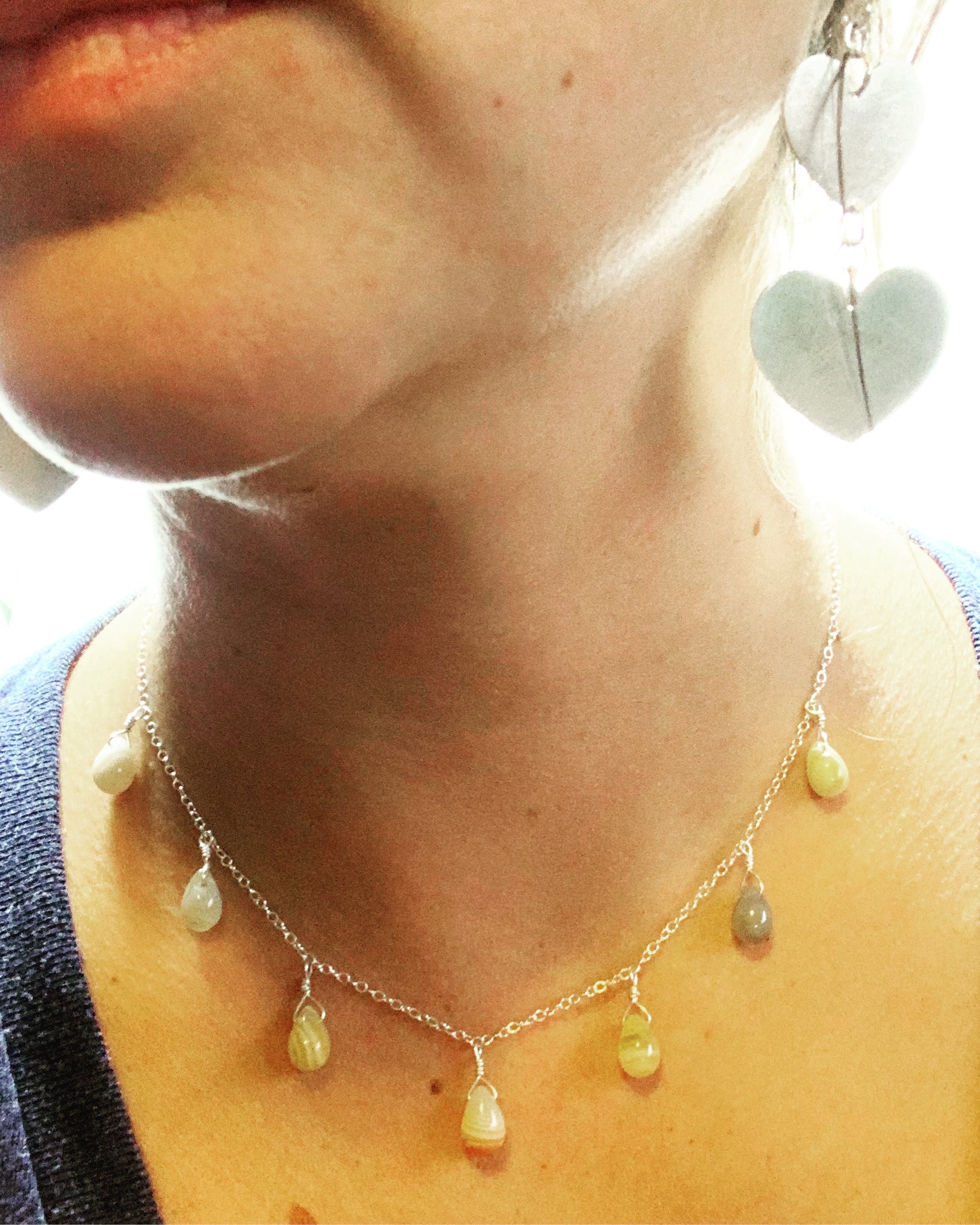 Botswana Agate Teardrop Necklace - Jennifer Cervelli Jewelry