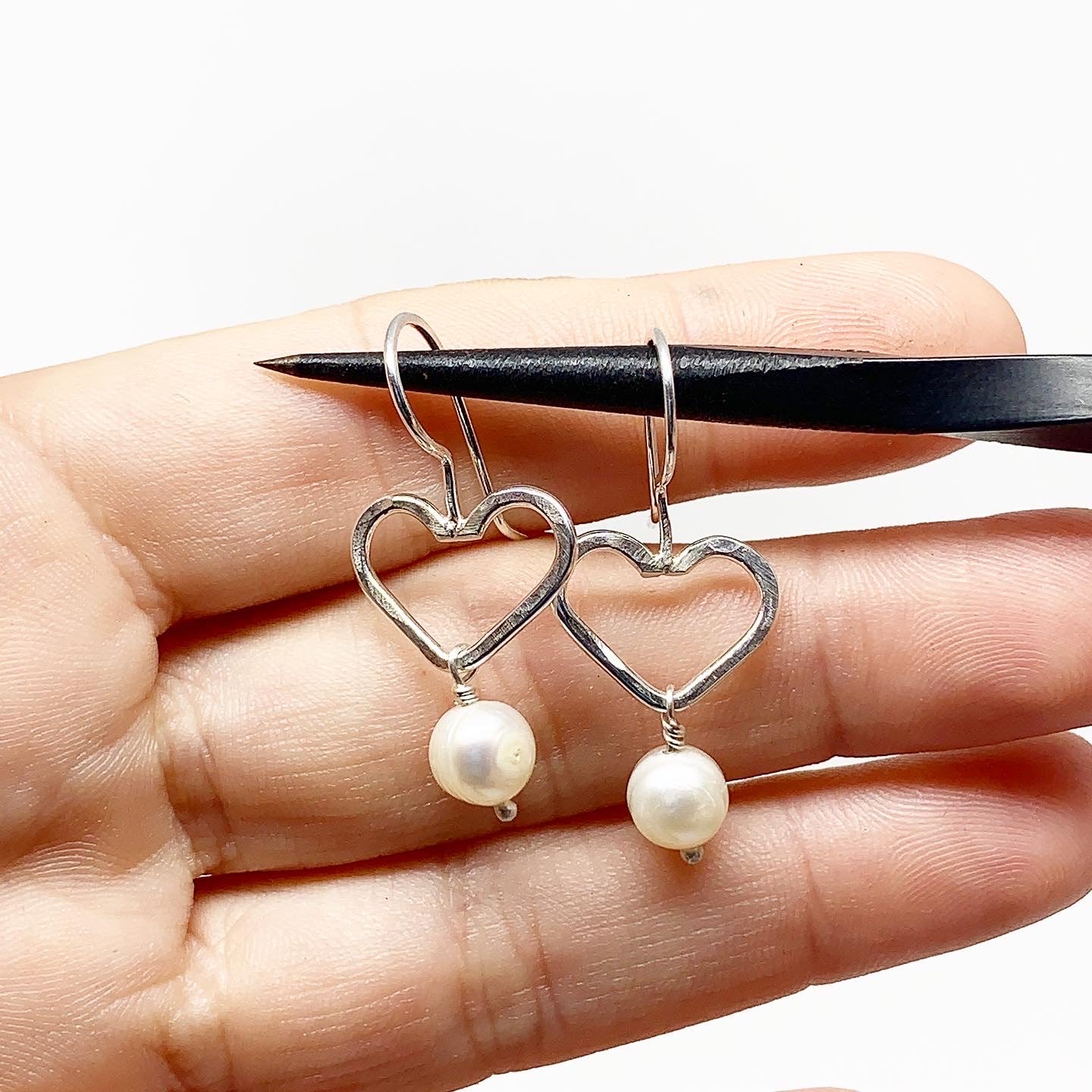 Heart and Pearl Dangle Earrings - Jennifer Cervelli Jewelry