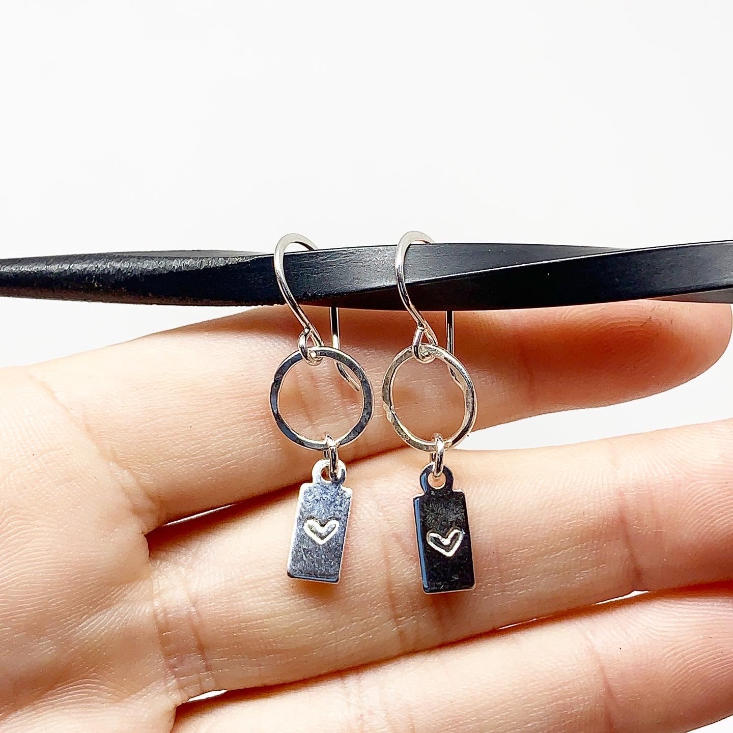 Heart Tag Drop Earrings - Jennifer Cervelli Jewelry