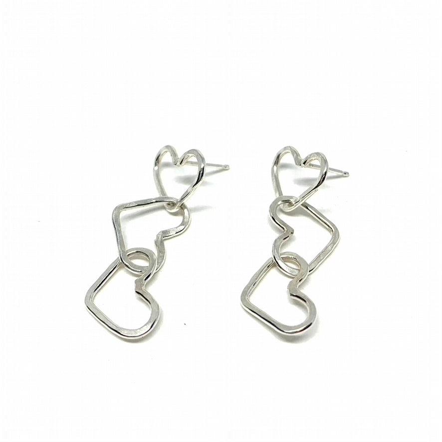 Triple Heart Dangle Earrings - Jennifer Cervelli Jewelry
