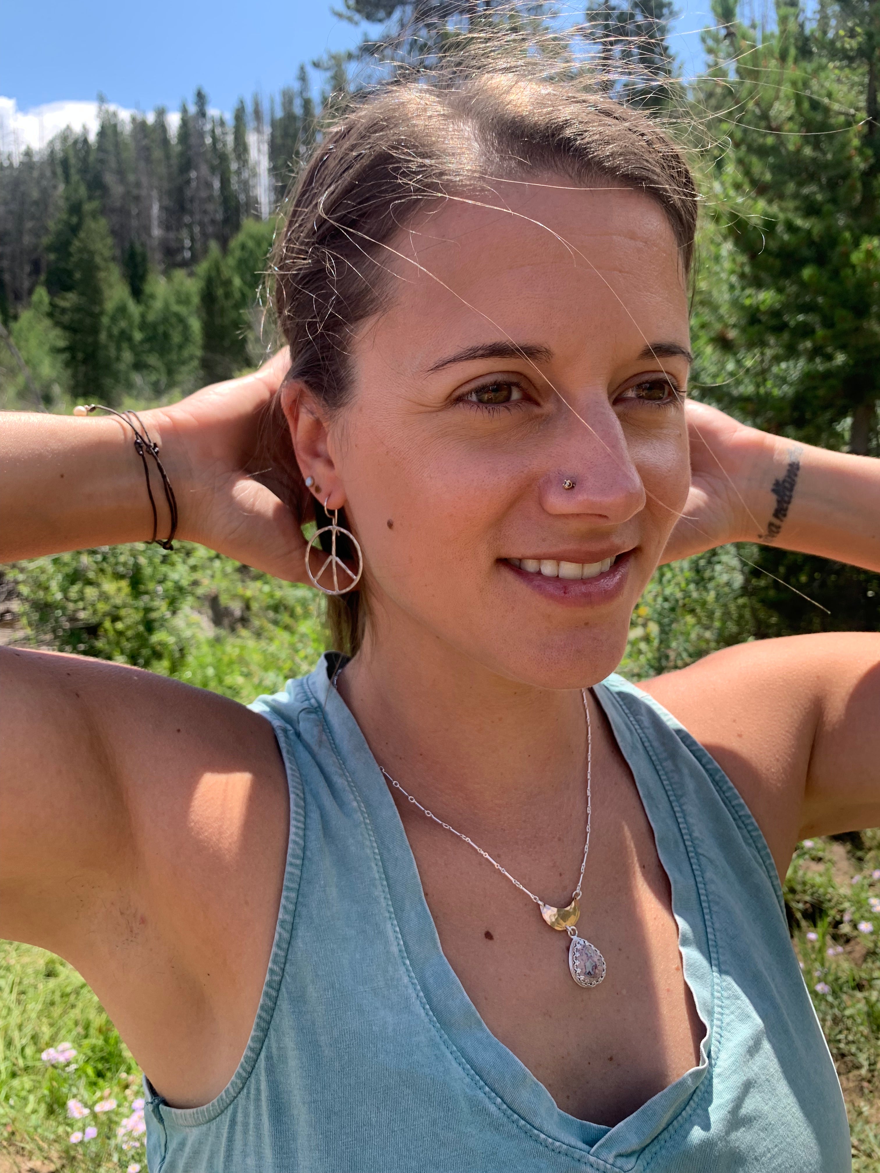 Rustic Peace Sign Earrings - Let There Be Peace Earrings - Small - Jennifer Cervelli Jewelry