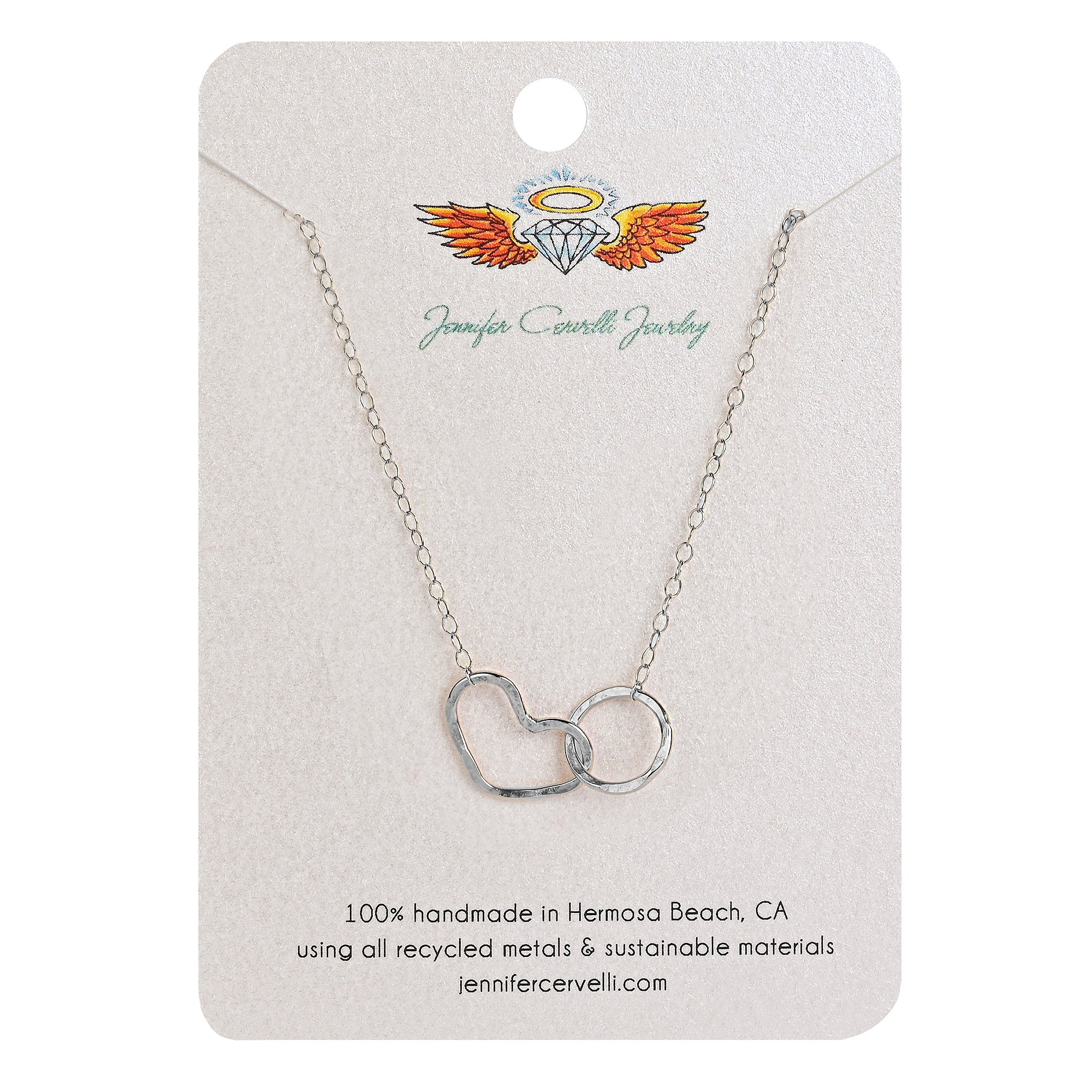 Namaste Necklace - Heart and Circle Infinity Necklace - Jennifer Cervelli Jewelry