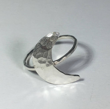 Large Crescent My Moon Ring with Custom Lunar Phase