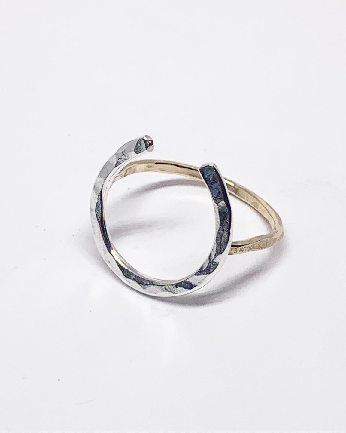 Large Two Toned Lucky Horseshoe Ring - Jennifer Cervelli Jewelry - Equestrian Ring