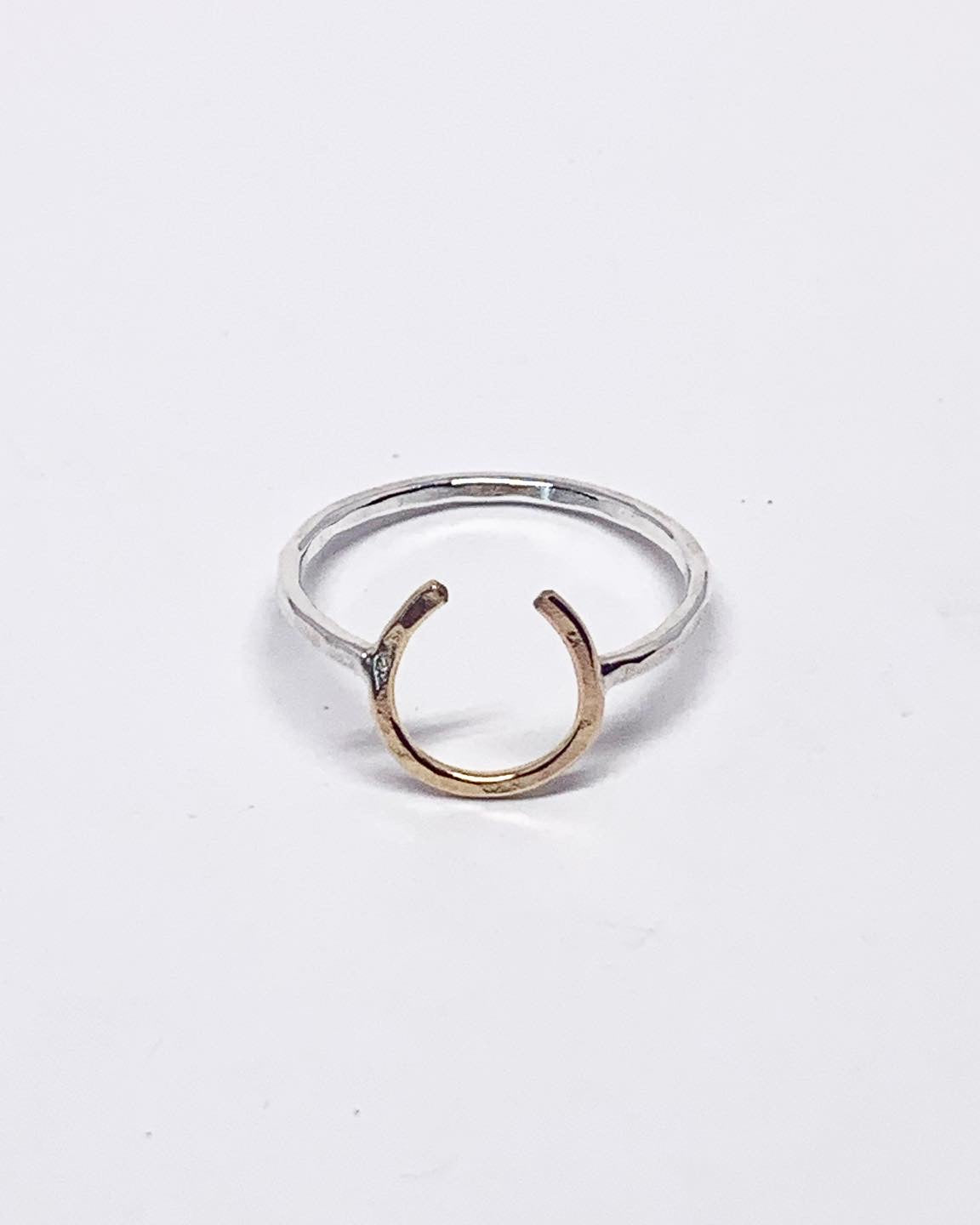 Small Two Toned Lucky Horseshoe Ring - Jennifer Cervelli Jewelry - Equestrian Ring
