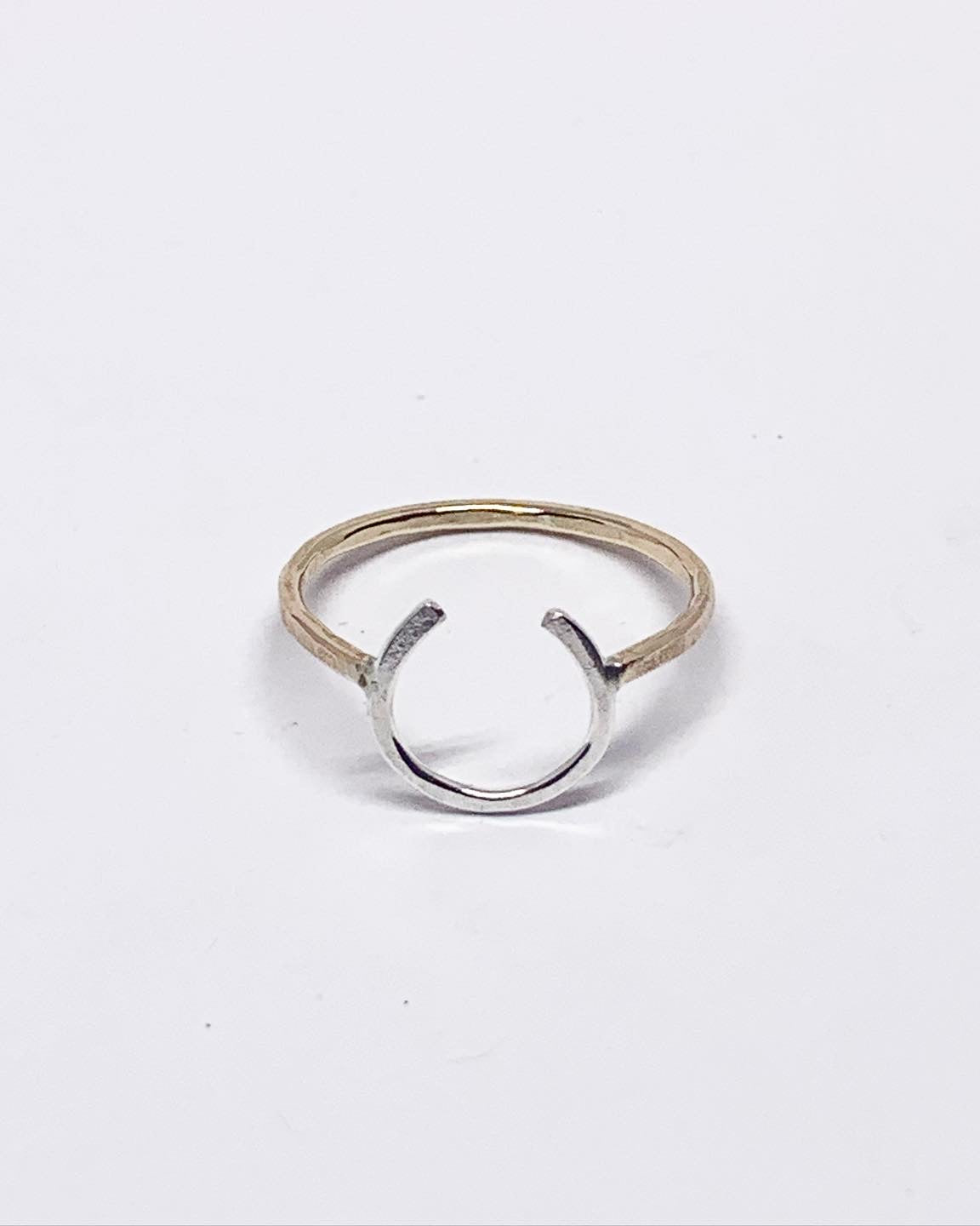 Small Two Toned Lucky Horseshoe Ring - Jennifer Cervelli Jewelry - Equestrian Ring