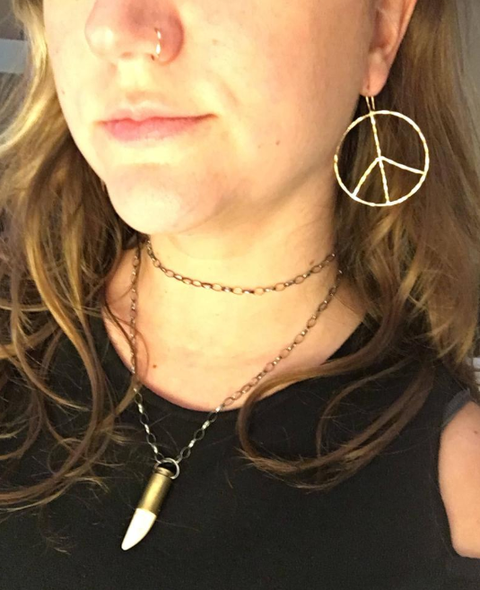 Rustic Peace Sign Earrings - Let There Be Peace Earrings - Large - Jennifer Cervelli Jewelry