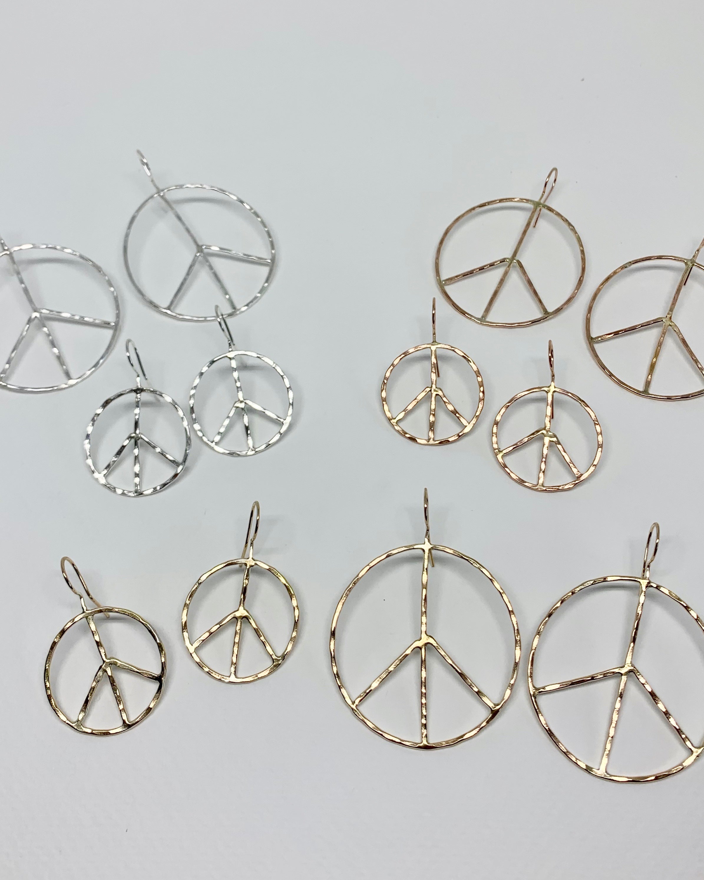 Rustic Peace Sign Earrings - Let There Be Peace Earrings - Small - Jennifer Cervelli Jewelry