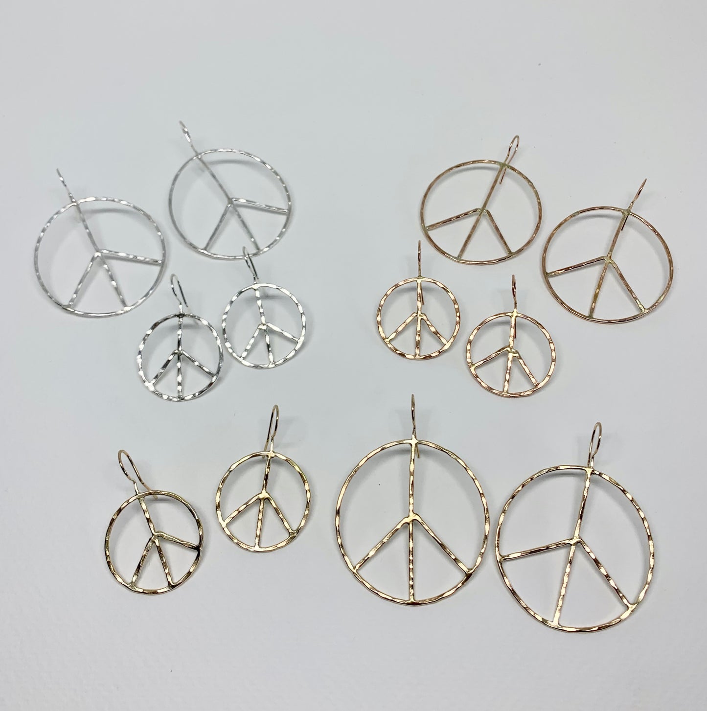 Rustic Peace Sign Earrings - Let There Be Peace Earrings - Small - Jennifer Cervelli Jewelry