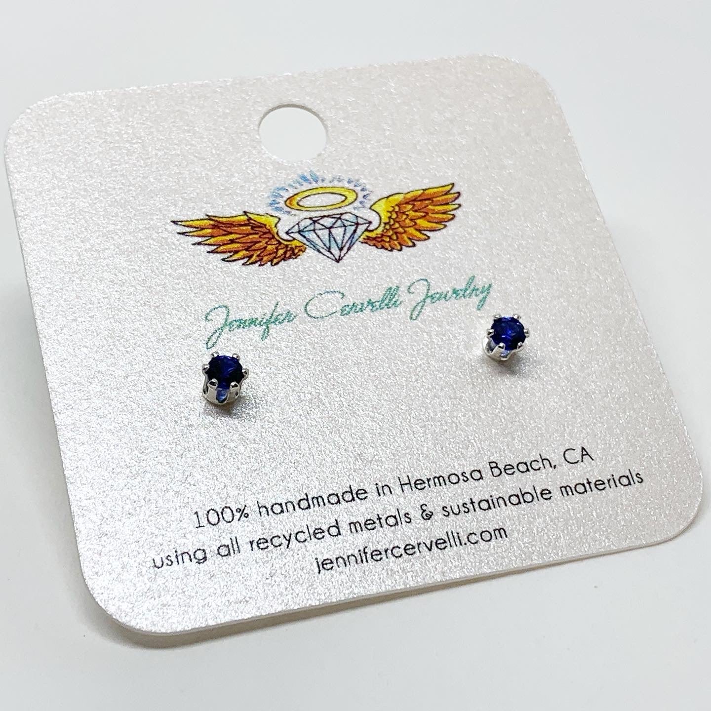Sapphire Birthstone Earrings - September Birthstone - Jennifer Cervelli Jewelry