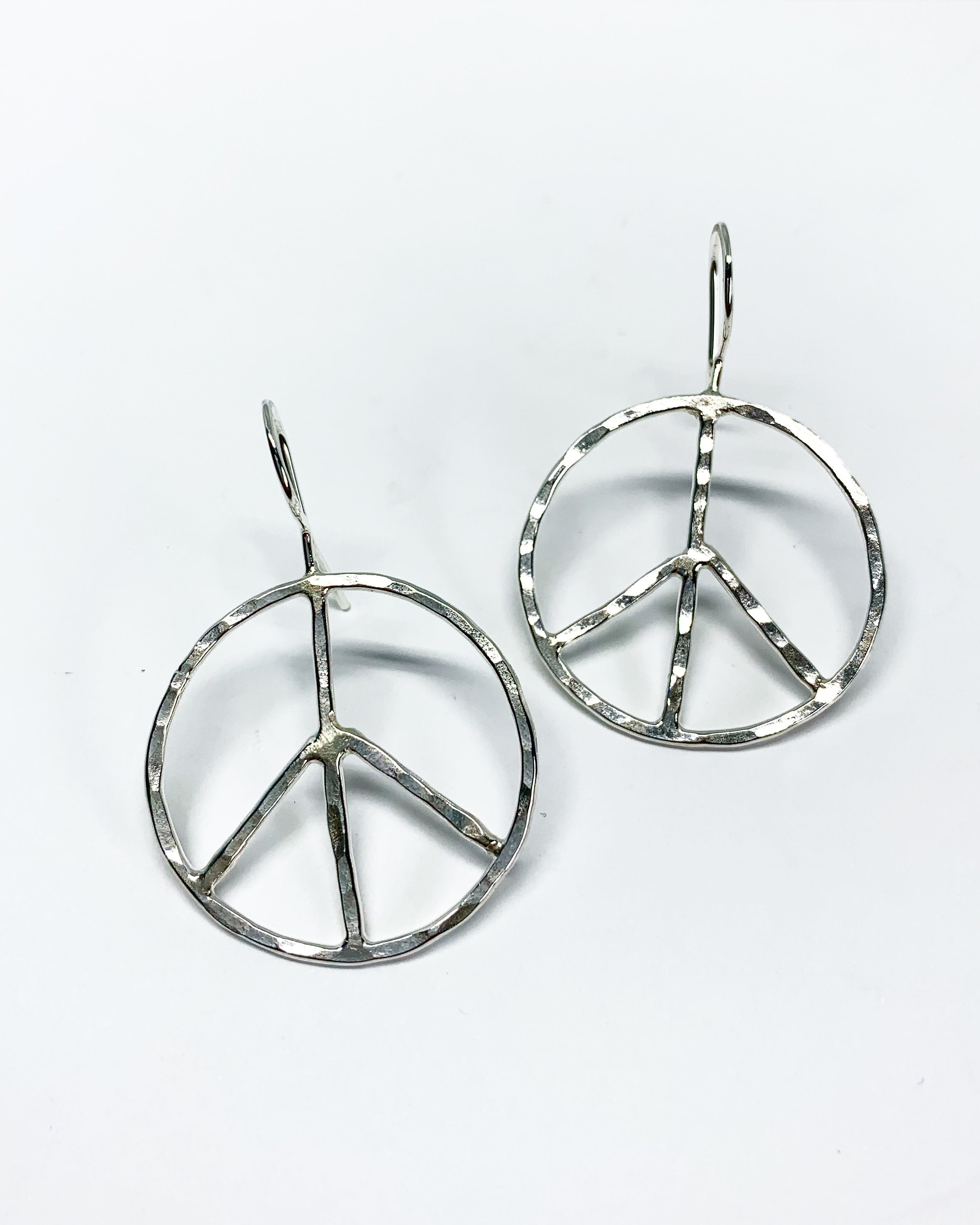 Rustic Peace Sign Earrings - Let There Be Peace Earrings - Small - Jennifer Cervelli Jewelry