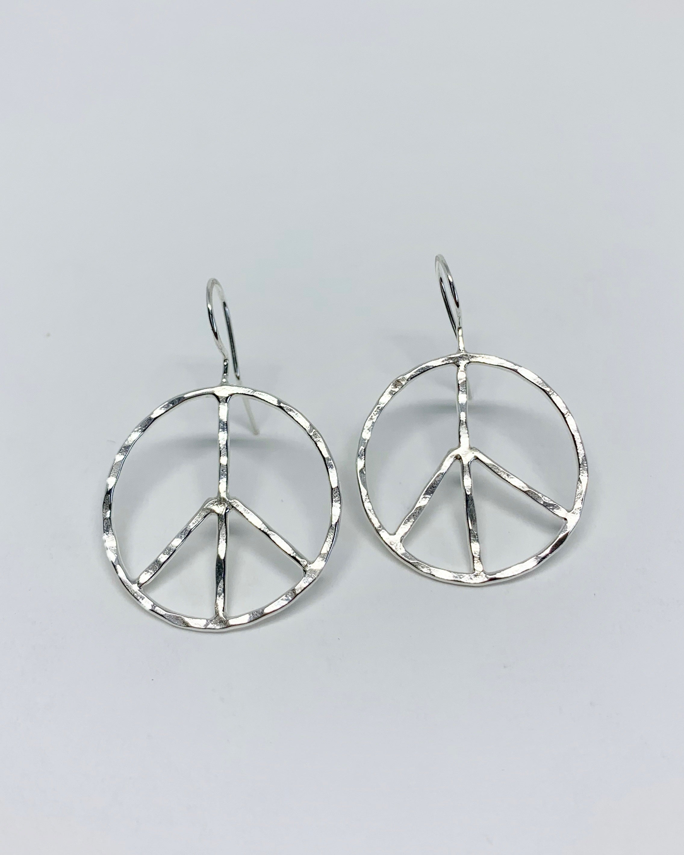 Rustic Peace Sign Earrings - Let There Be Peace Earrings - Small - Jennifer Cervelli Jewelry